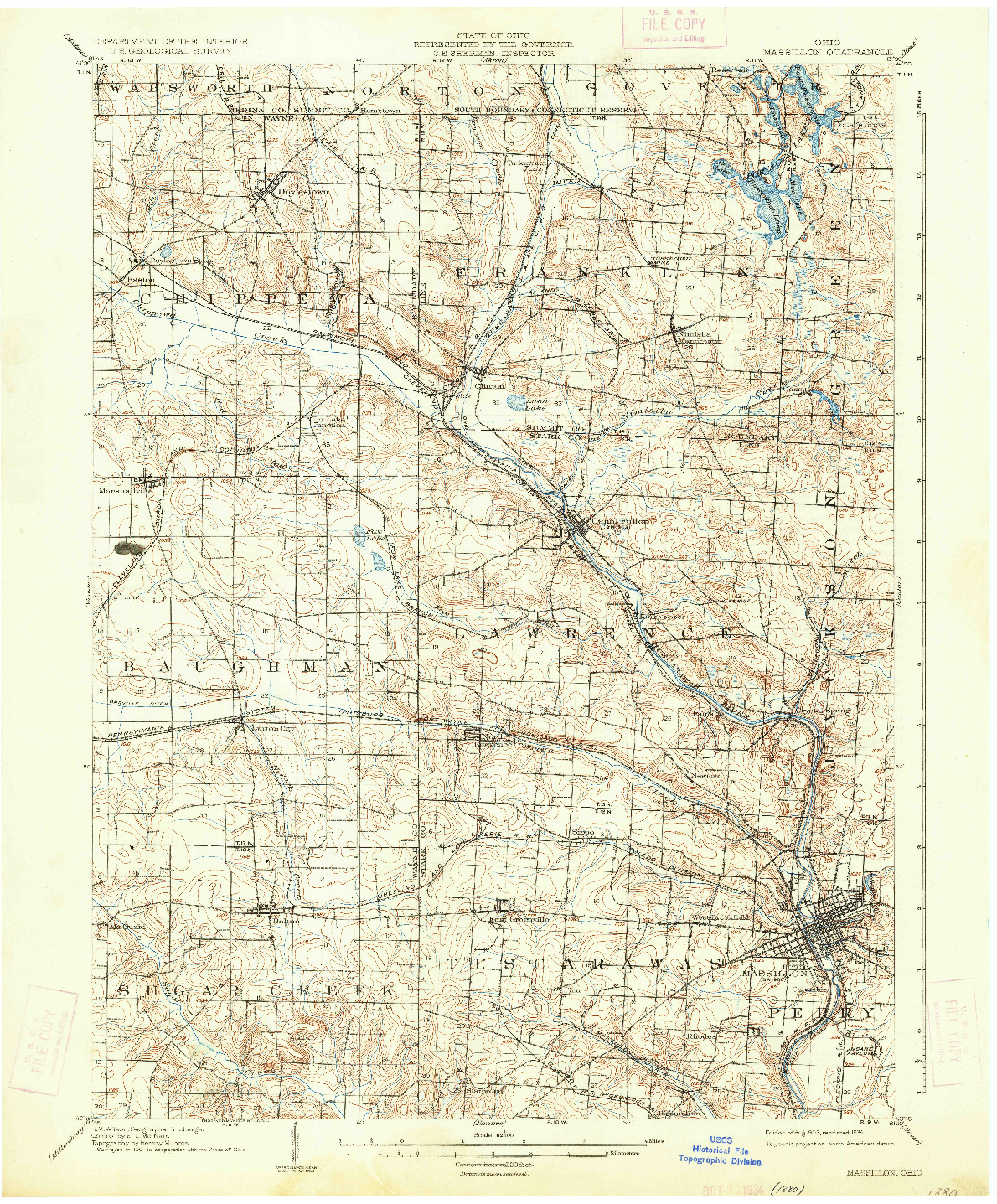 USGS 1:62500-SCALE QUADRANGLE FOR MASSILLON, OH 1903