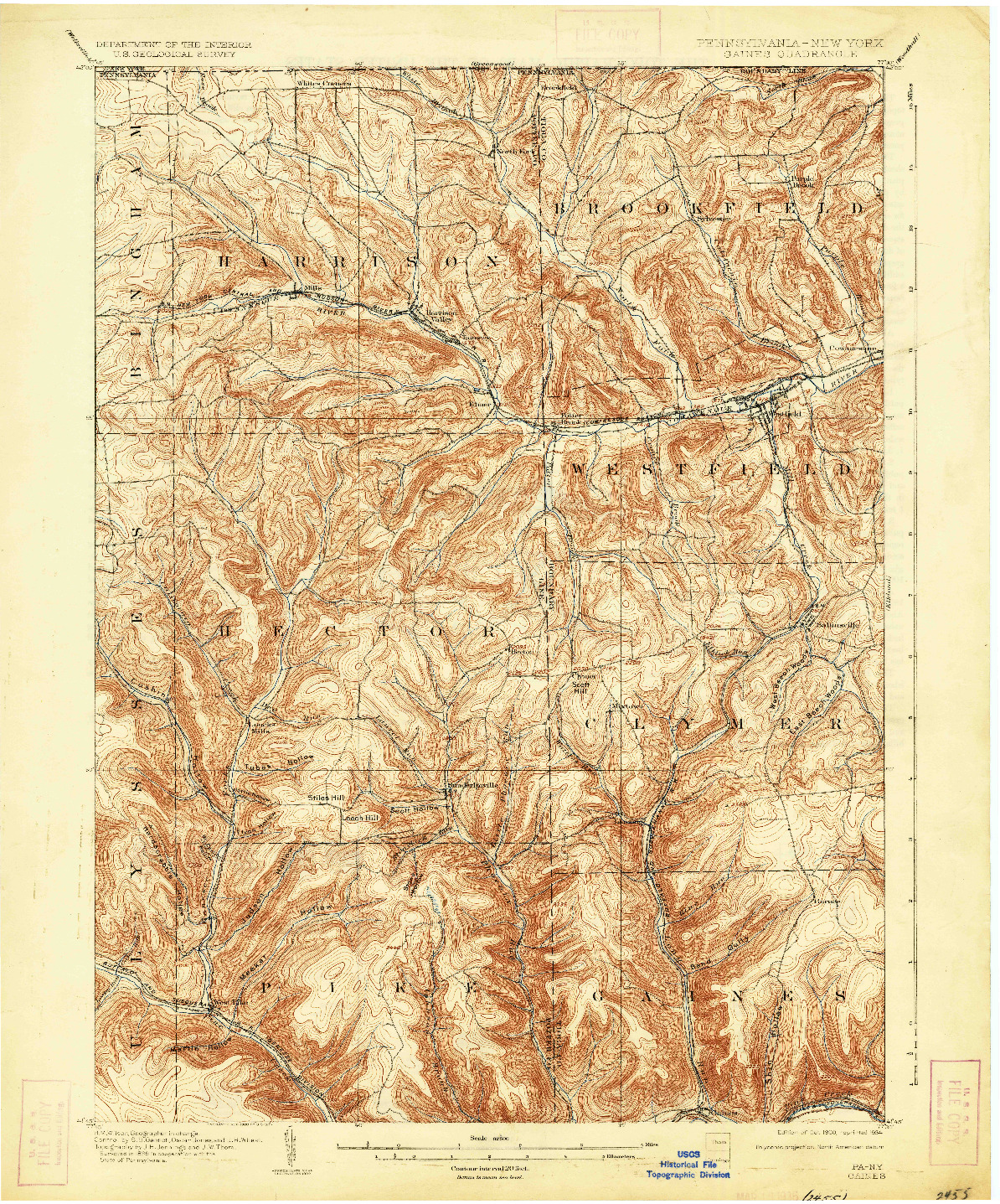 USGS 1:62500-SCALE QUADRANGLE FOR GAINES, PA 1900