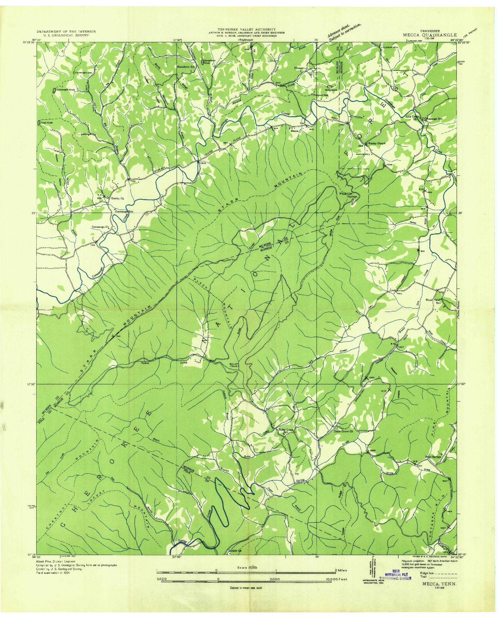 USGS 1:24000-SCALE QUADRANGLE FOR MECCA, TN 1934