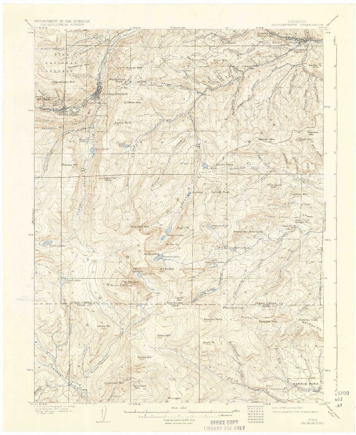 USGS 1:62500-SCALE QUADRANGLE FOR GEORGETOWN, CO 1905