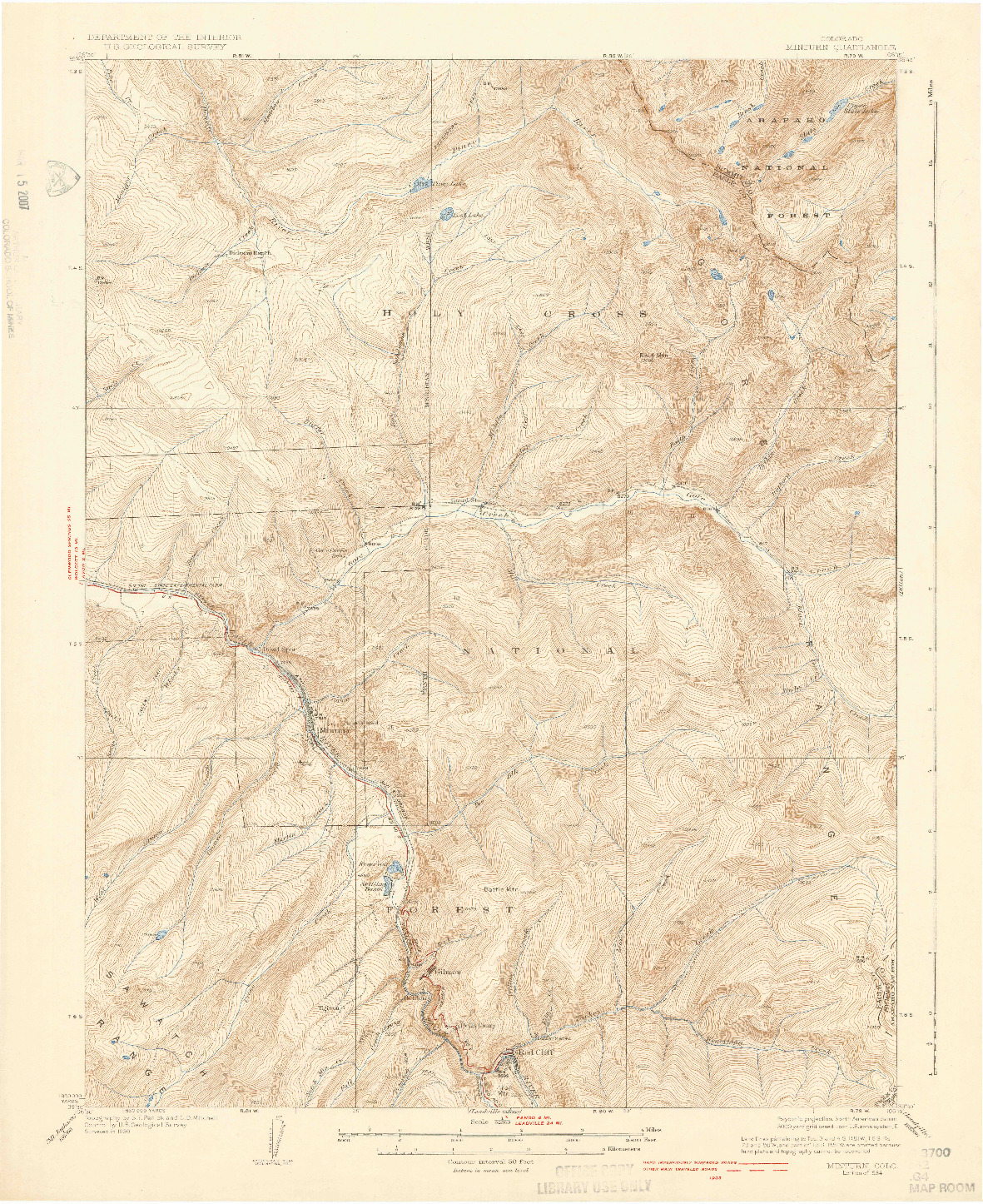 USGS 1:62500-SCALE QUADRANGLE FOR MINTURN, CO 1934