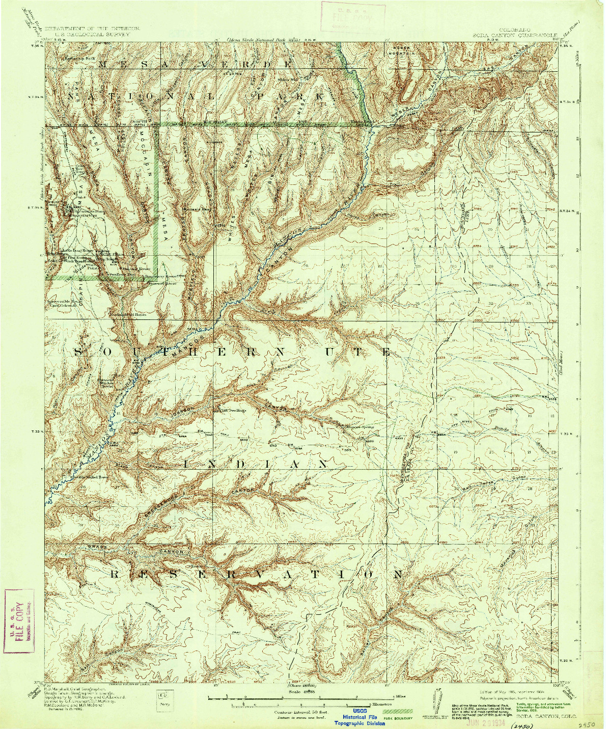 USGS 1:62500-SCALE QUADRANGLE FOR SODA CANYON, CO 1915