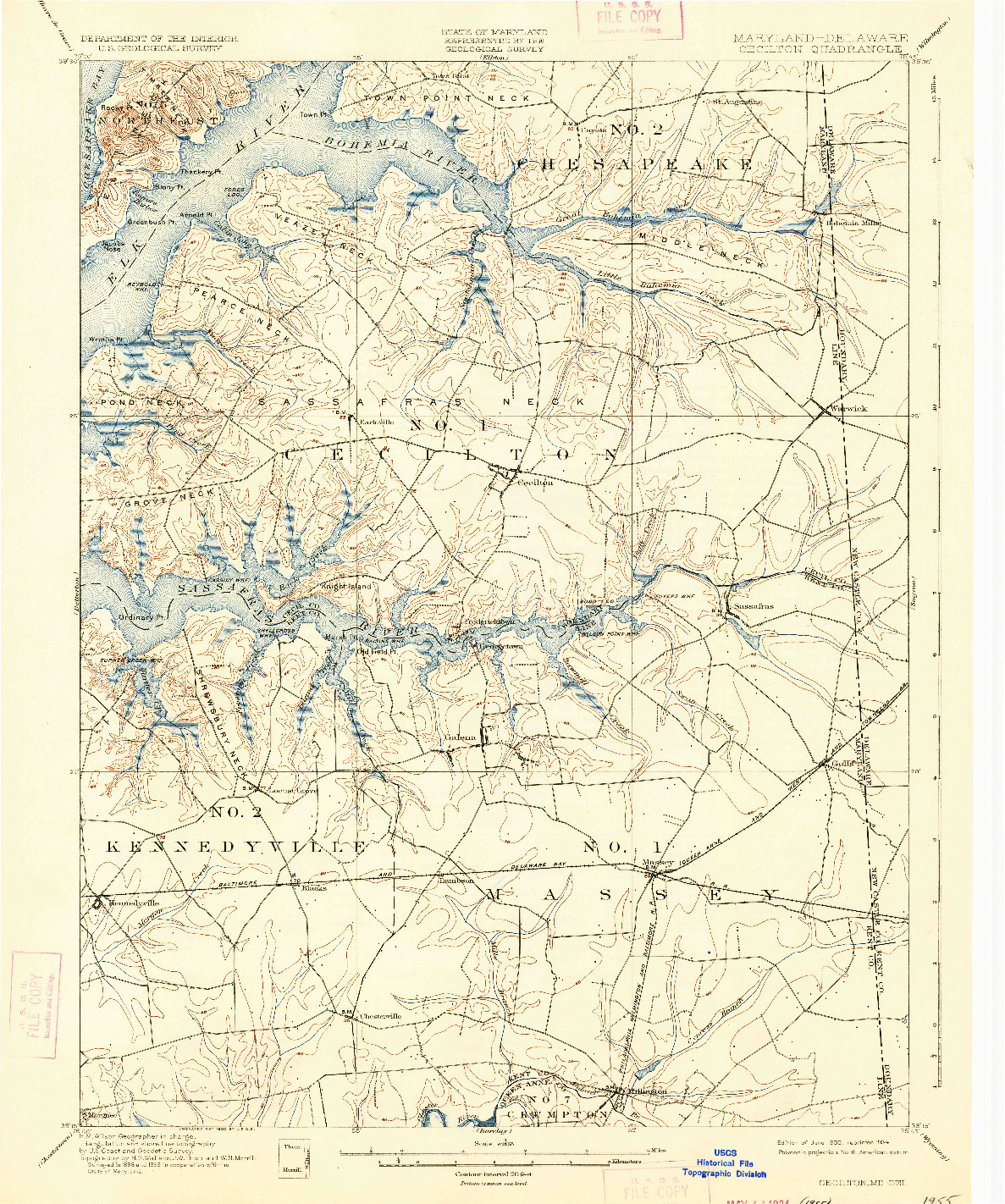 USGS 1:62500-SCALE QUADRANGLE FOR CECILTON, MD 1900