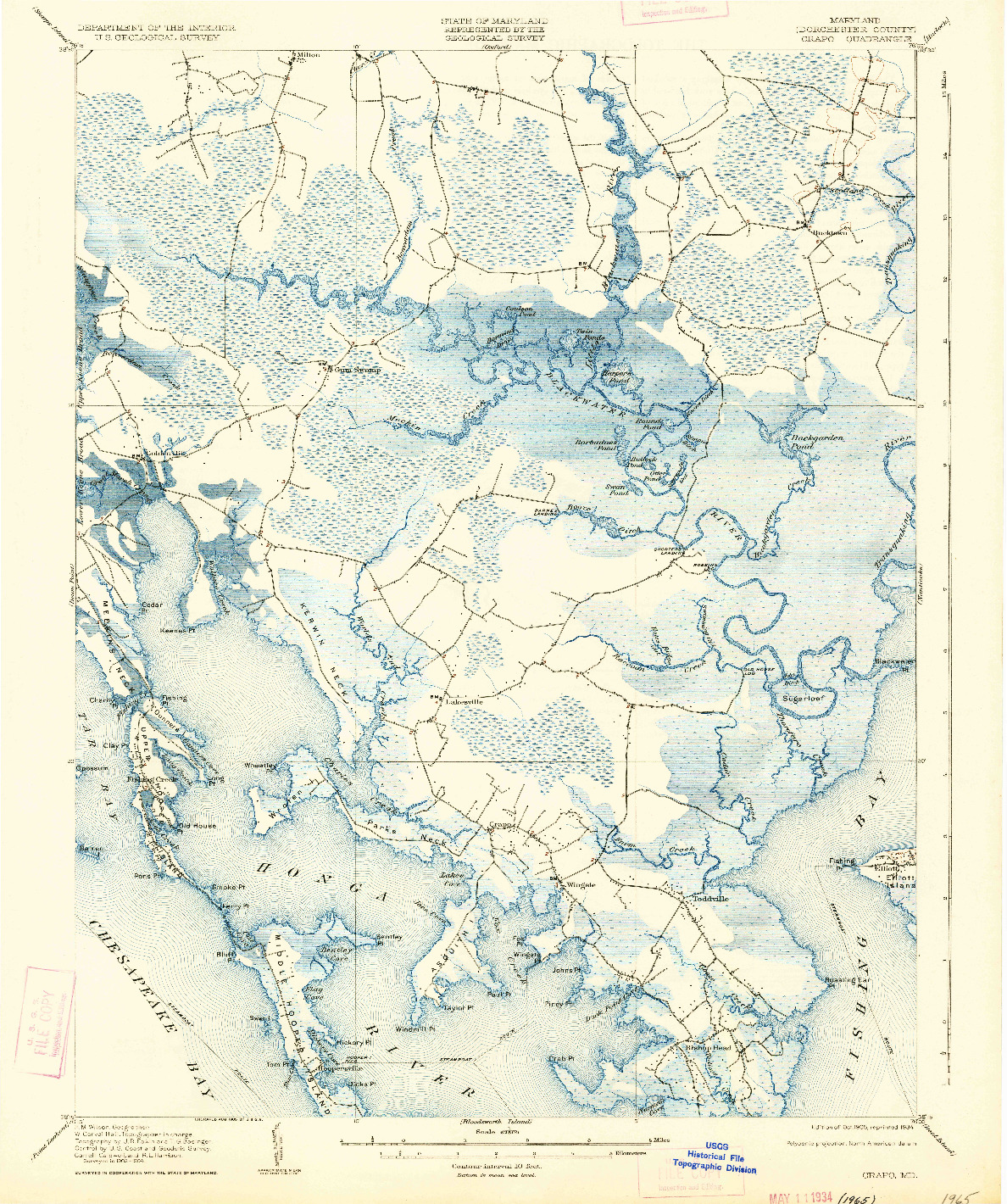 USGS 1:62500-SCALE QUADRANGLE FOR CRAPO, MD 1905