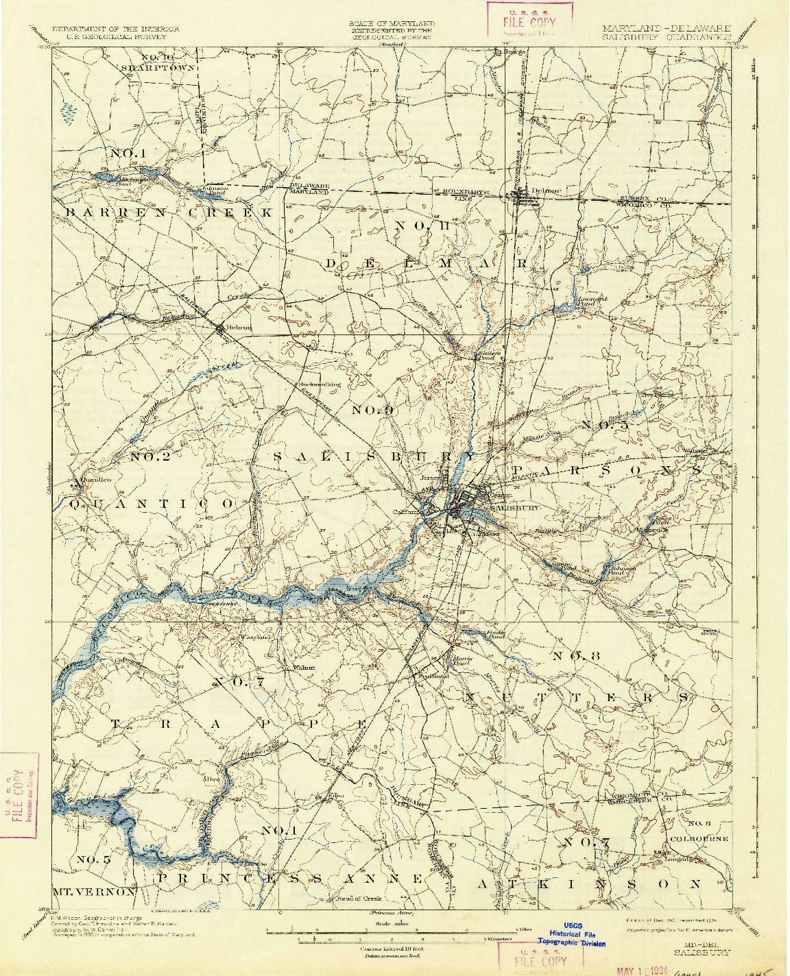 USGS 1:62500-SCALE QUADRANGLE FOR SALISBURY, MD 1901