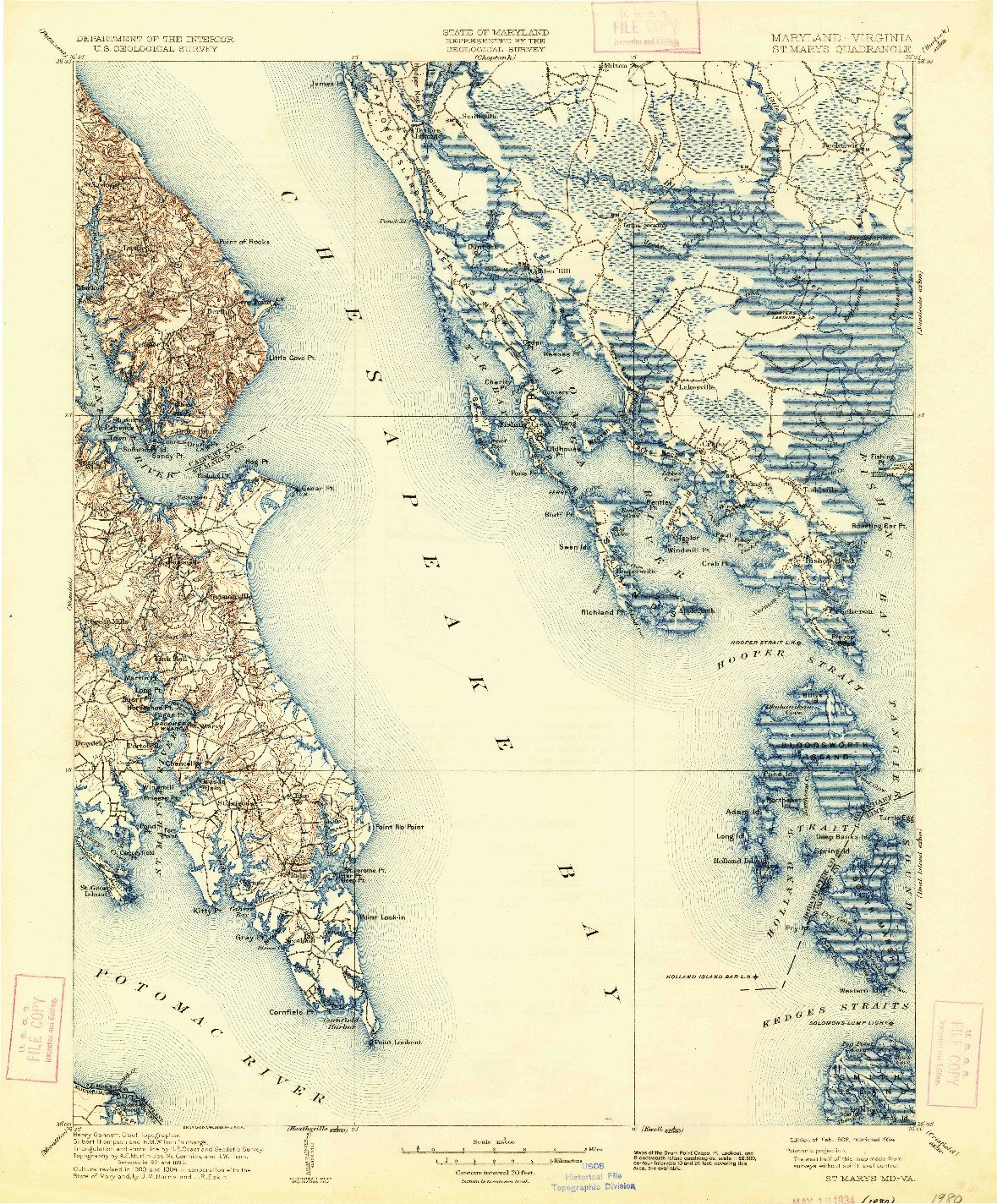 USGS 1:125000-SCALE QUADRANGLE FOR ST. MARYS, MD 1906