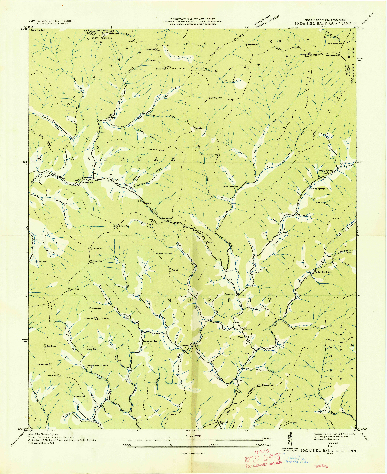 USGS 1:24000-SCALE QUADRANGLE FOR MCDANIEL BALD, NC 1934