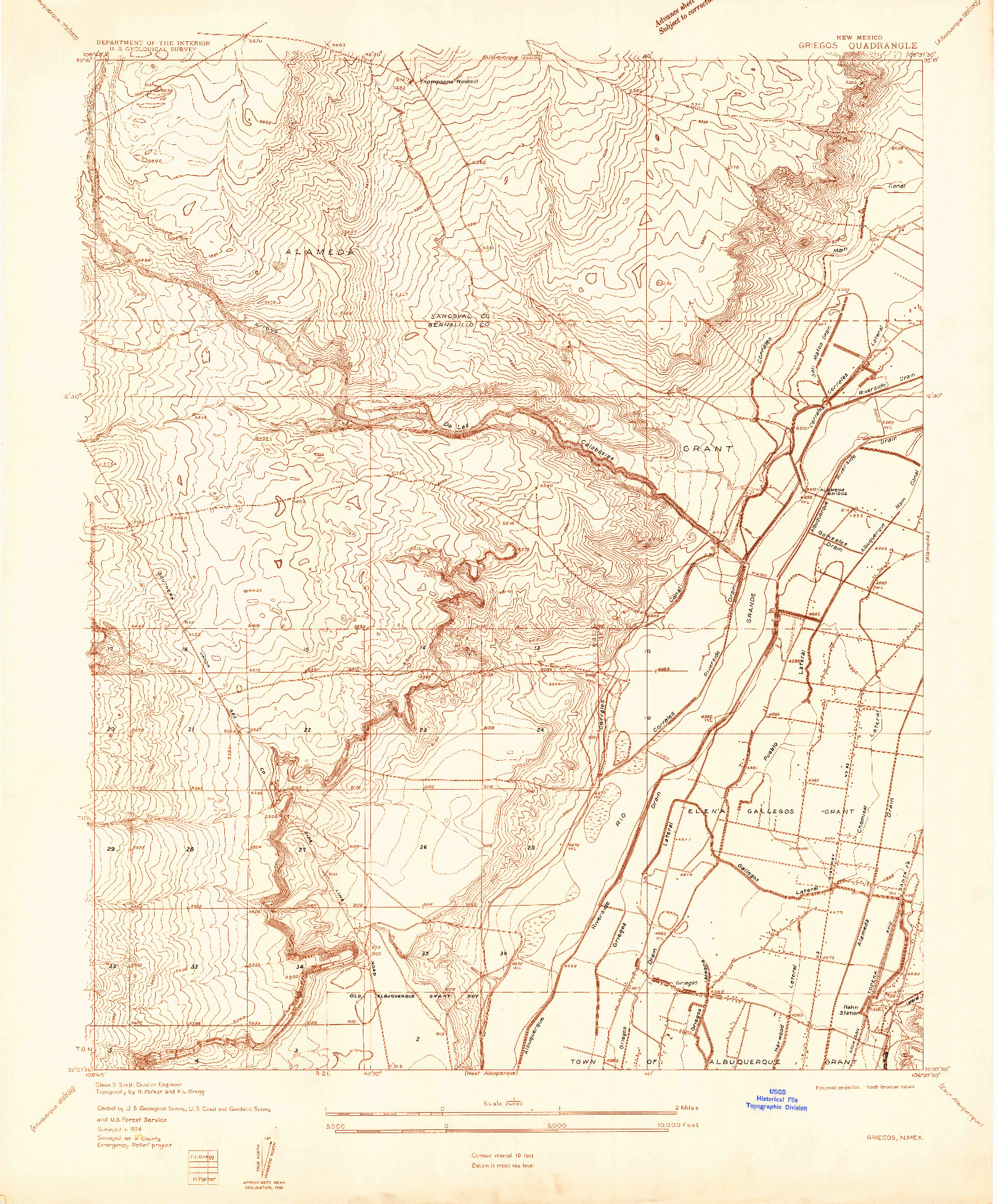USGS 1:24000-SCALE QUADRANGLE FOR GRIEGOS, NM 1934