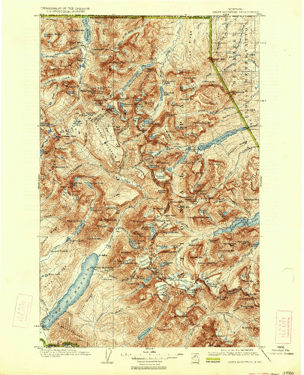 USGS 1:125000-SCALE QUADRANGLE FOR CHIEF MOUNTAIN, MT 1904