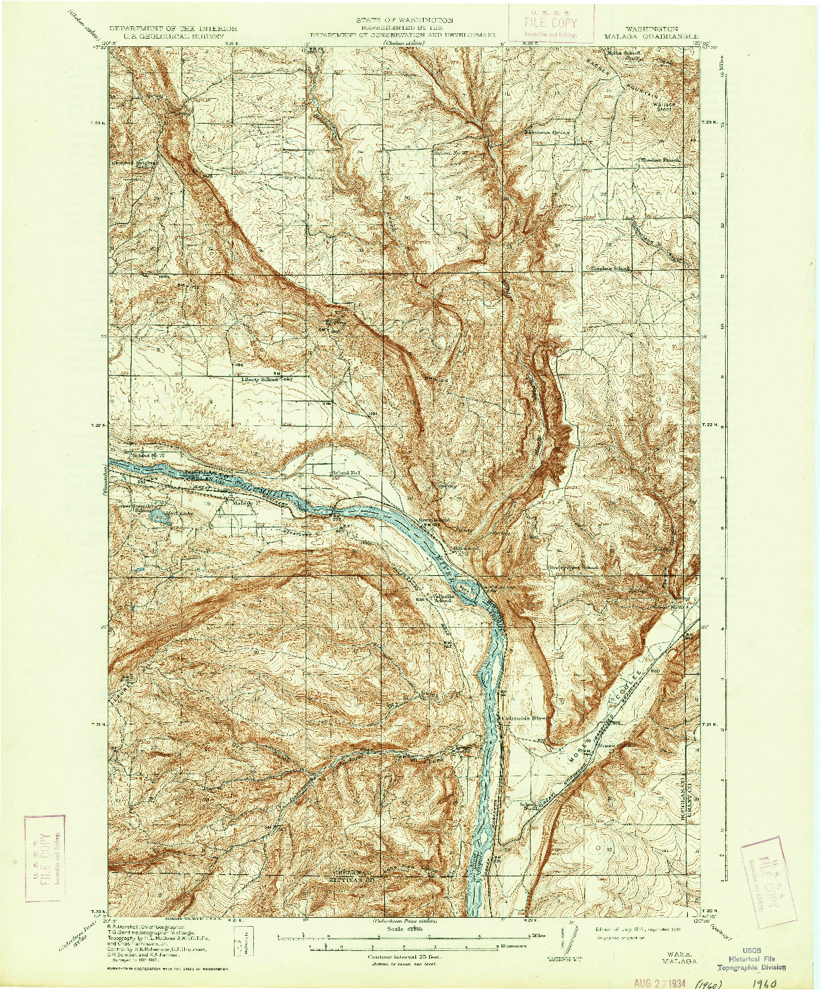 USGS 1:62500-SCALE QUADRANGLE FOR MALAGA, WA 1914