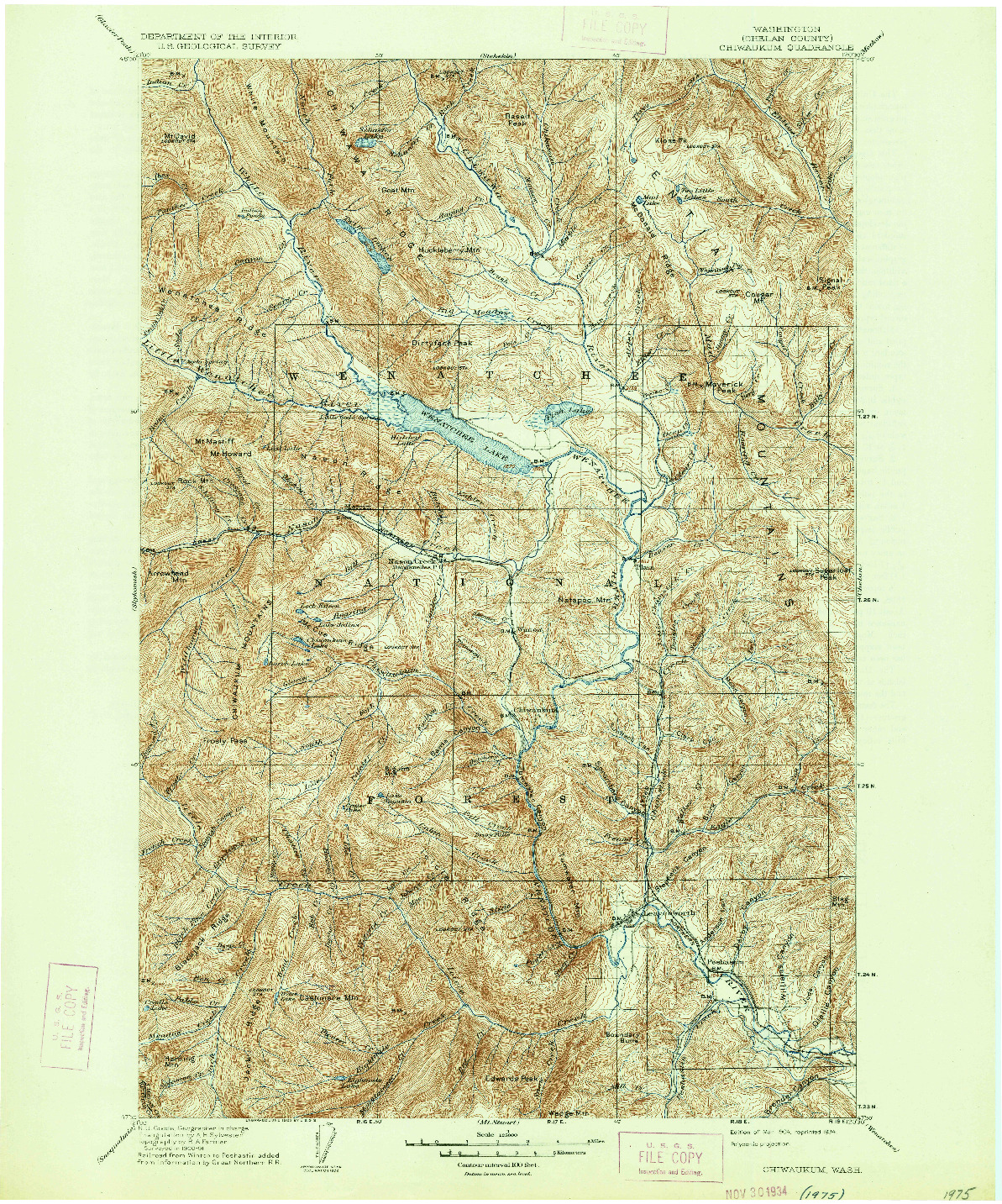 USGS 1:125000-SCALE QUADRANGLE FOR CHIWAUKUM, WA 1904