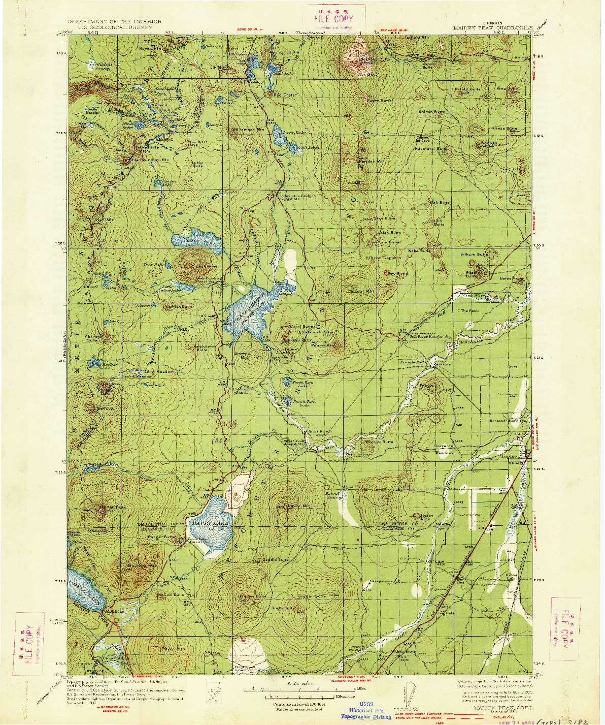 USGS 1:125000-SCALE QUADRANGLE FOR MAIDEN PEAK, OR 1934