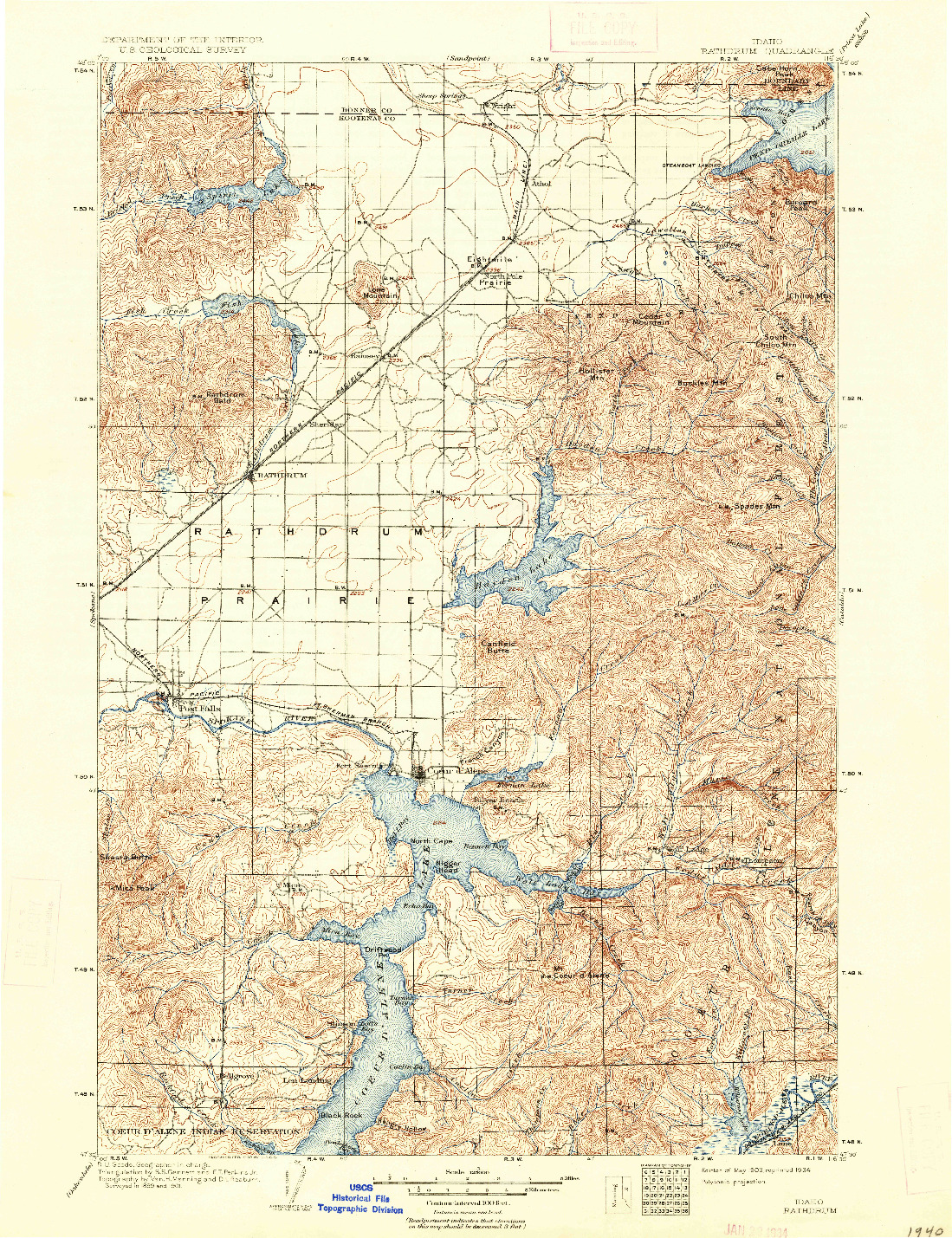 USGS 1:125000-SCALE QUADRANGLE FOR RATHDRUM, ID 1903