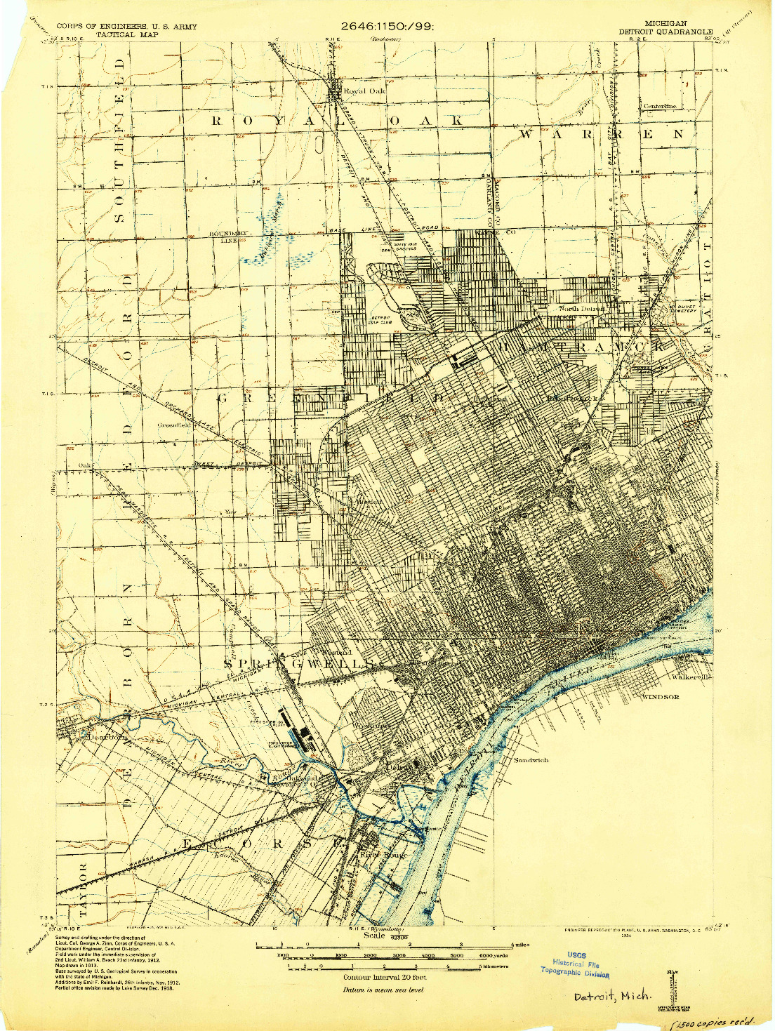 USGS 1:62500-SCALE QUADRANGLE FOR DETROIT, MI 1934