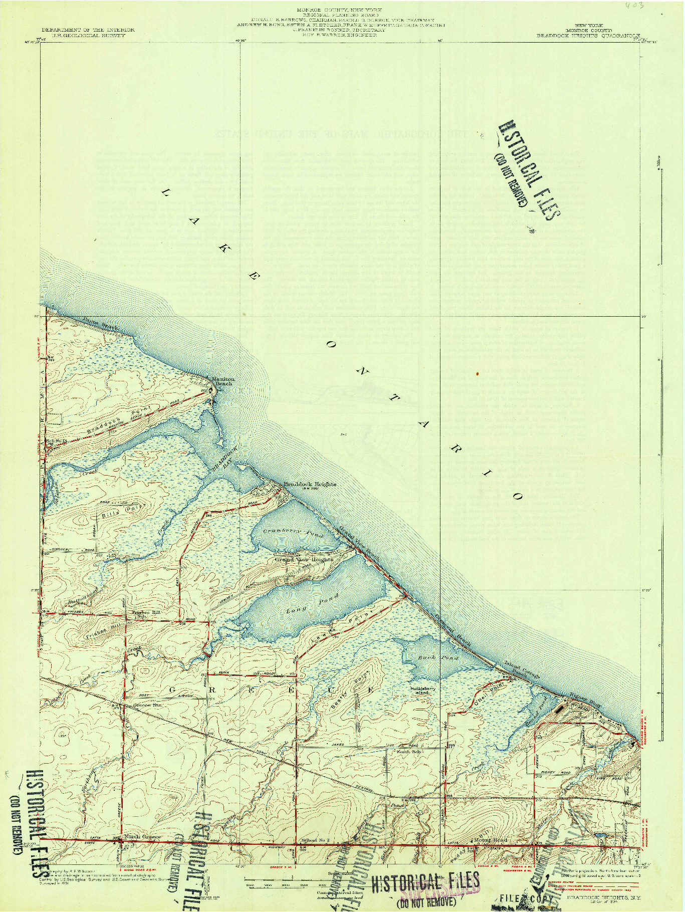 USGS 1:24000-SCALE QUADRANGLE FOR BRADDOCK HEIGHTS, NY 1934