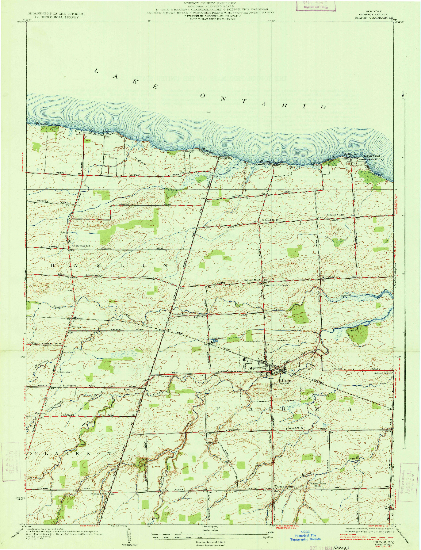 USGS 1:24000-SCALE QUADRANGLE FOR HILTON, NY 1934