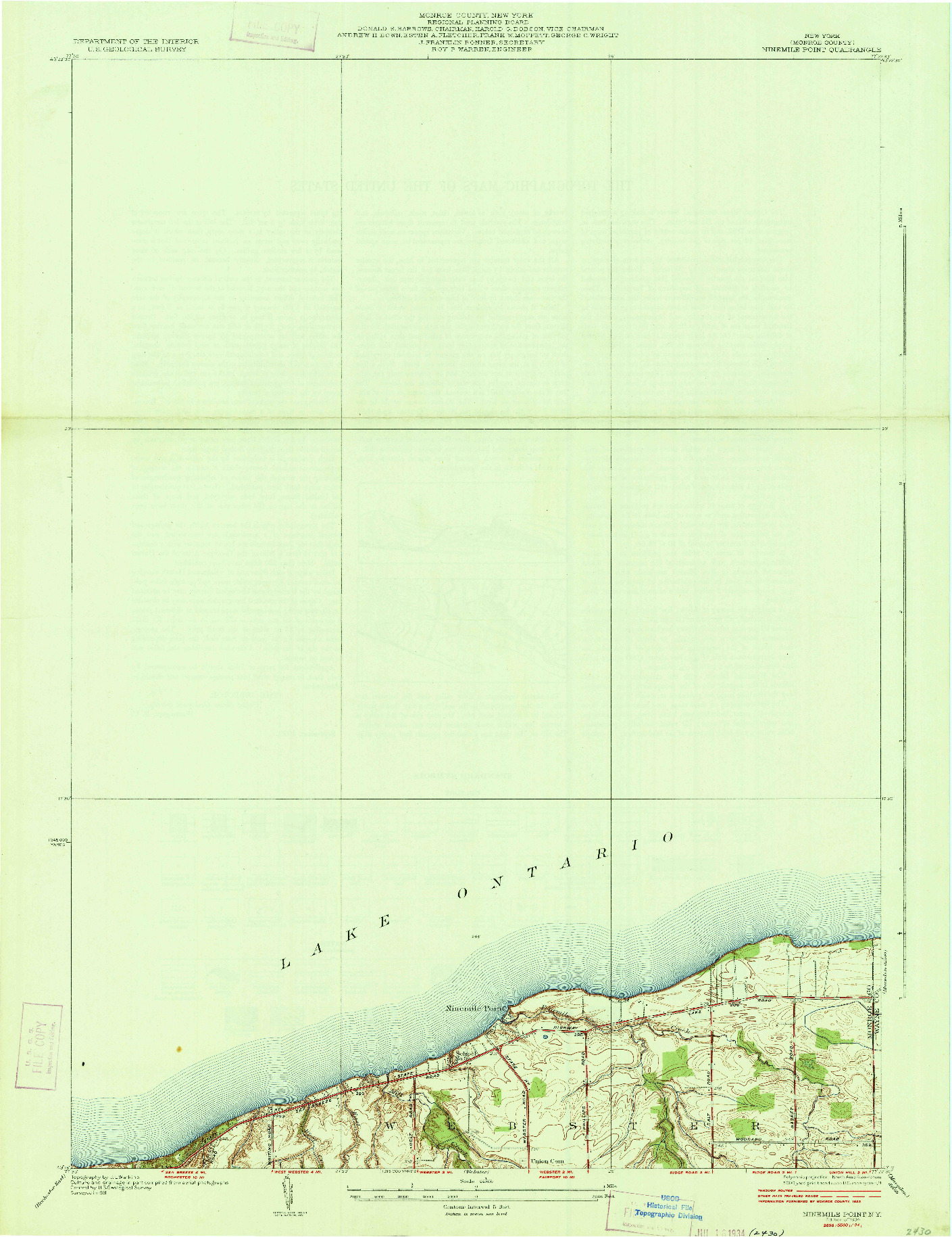USGS 1:24000-SCALE QUADRANGLE FOR NINEMILE POINT, NY 1934