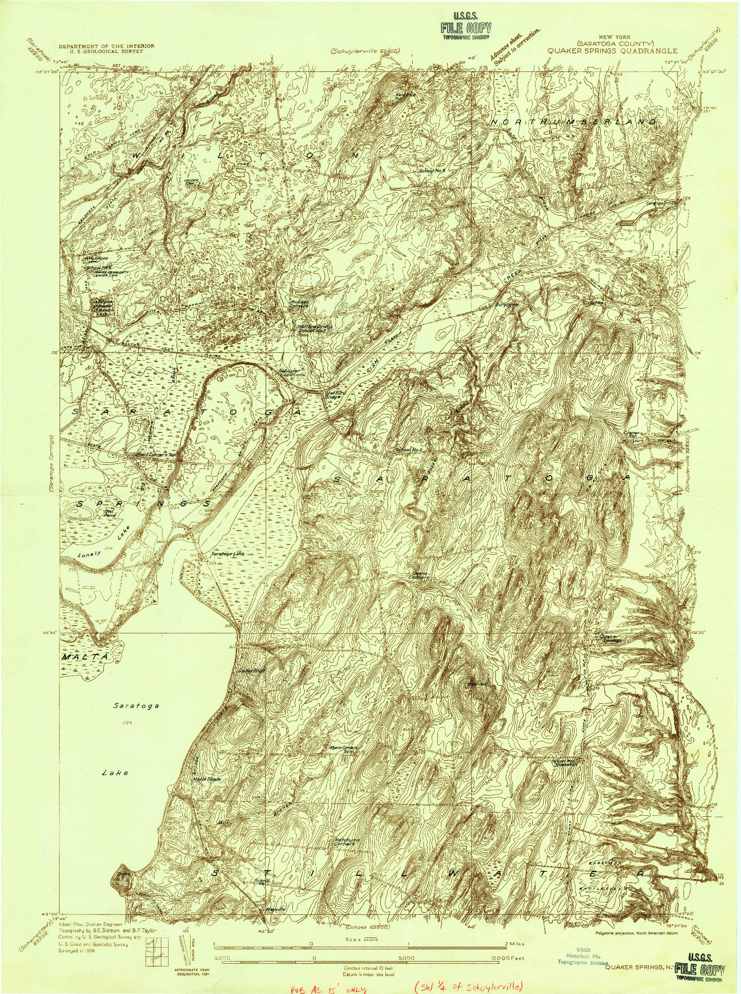 USGS 1:24000-SCALE QUADRANGLE FOR QUAKER SPRINGS, NY 1934