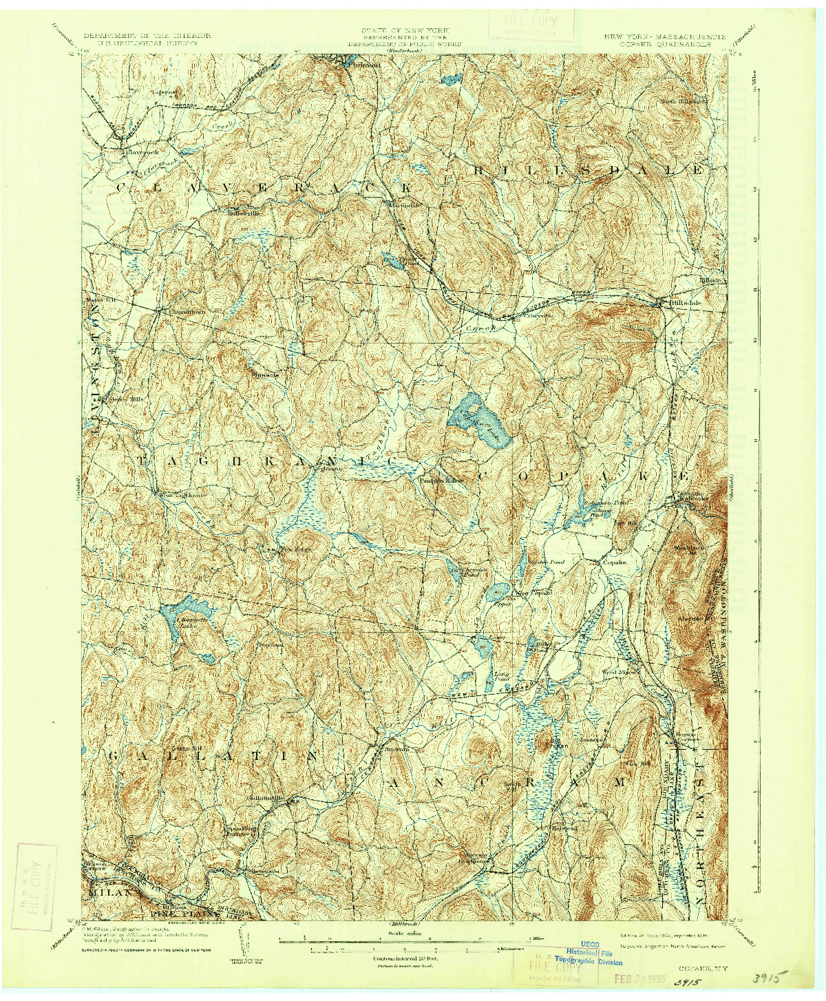 USGS 1:62500-SCALE QUADRANGLE FOR COPAKE, NY 1904