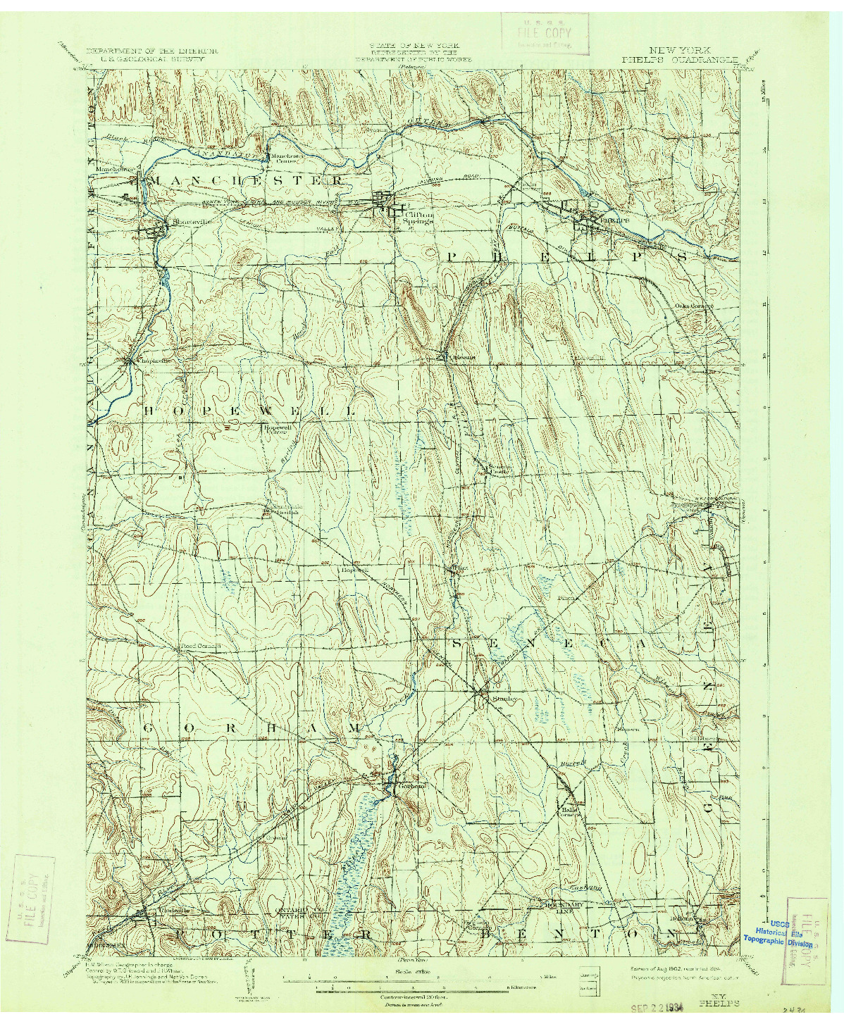 USGS 1:62500-SCALE QUADRANGLE FOR PHELPS, NY 1902