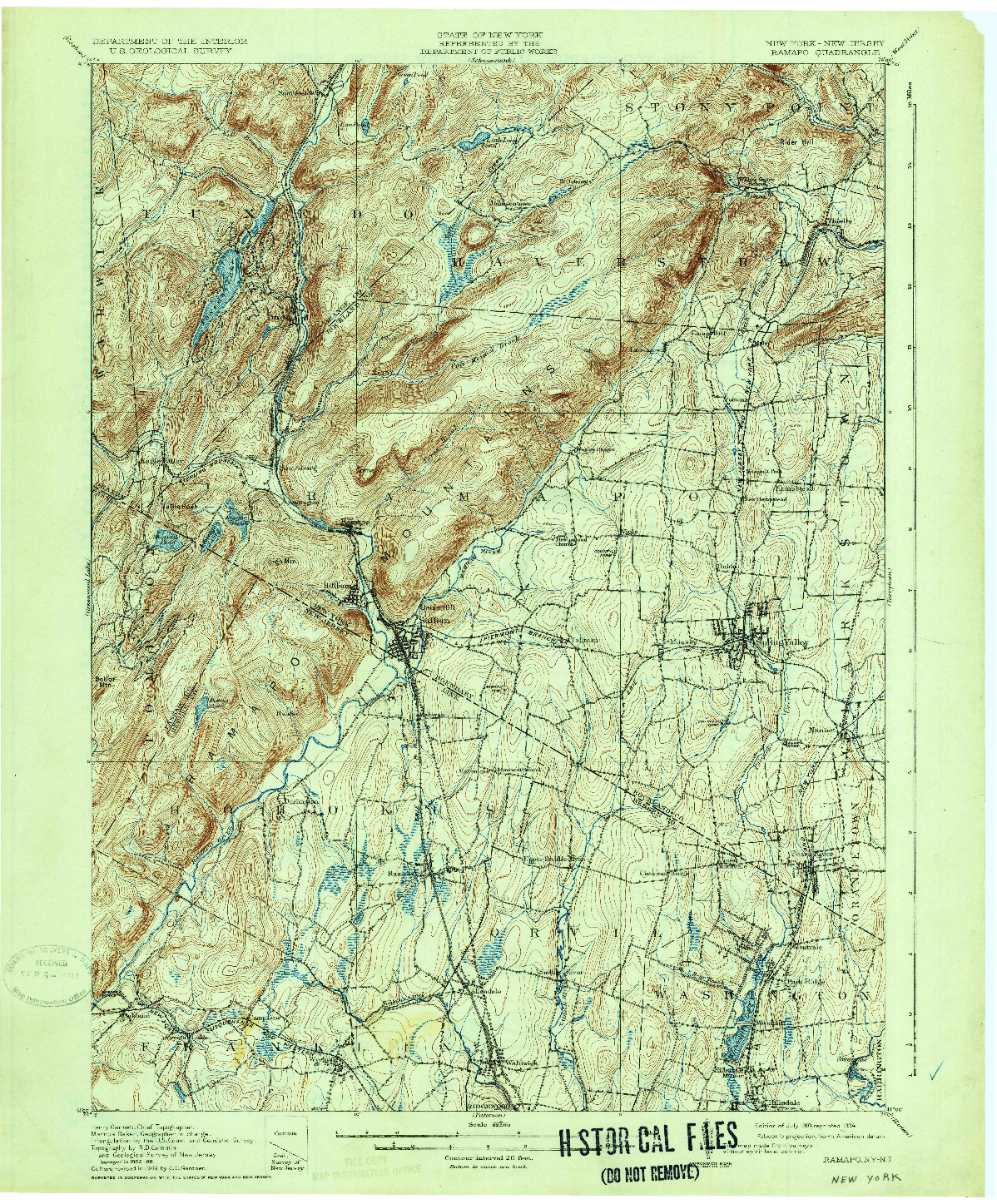 USGS 1:62500-SCALE QUADRANGLE FOR RAMAPO, NY 1910
