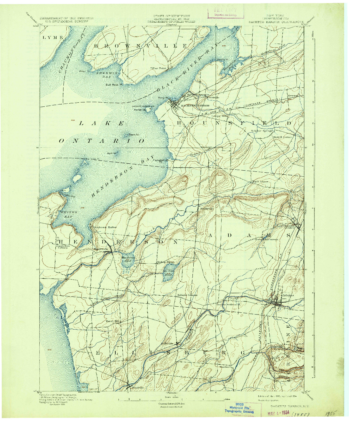 USGS 1:62500-SCALE QUADRANGLE FOR SACKETS HARBOR, NY 1895