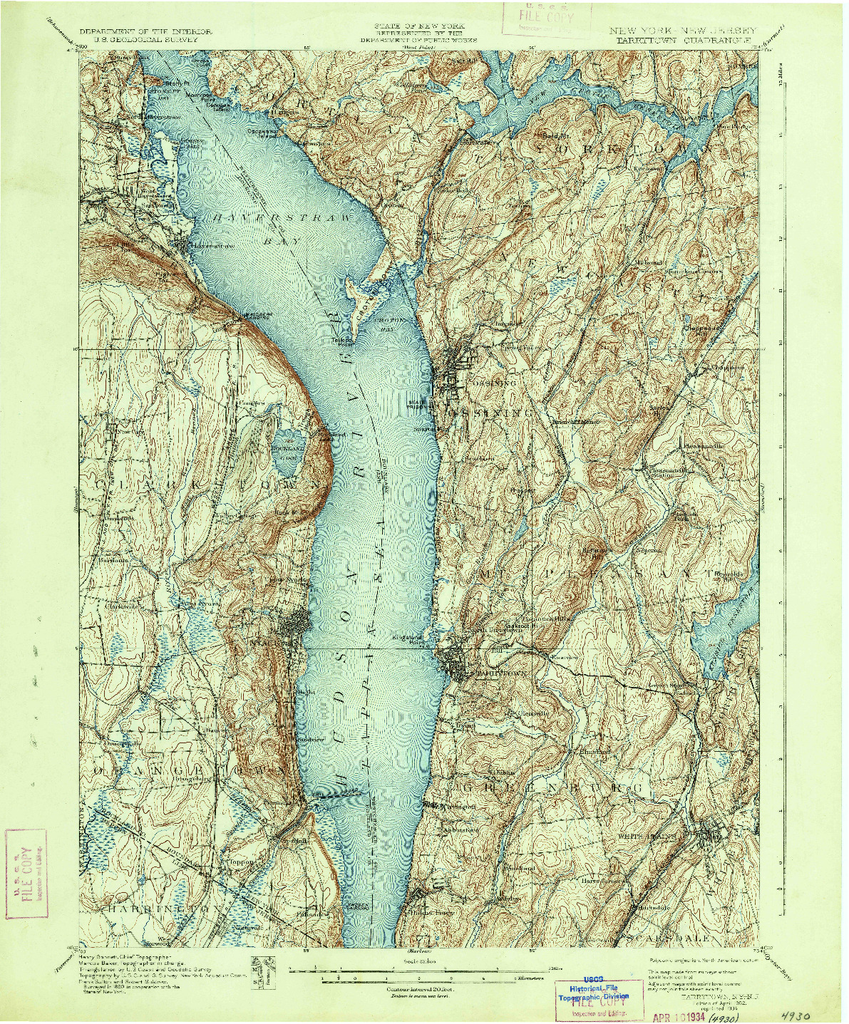 USGS 1:62500-SCALE QUADRANGLE FOR TARRYTOWN, NY 1902