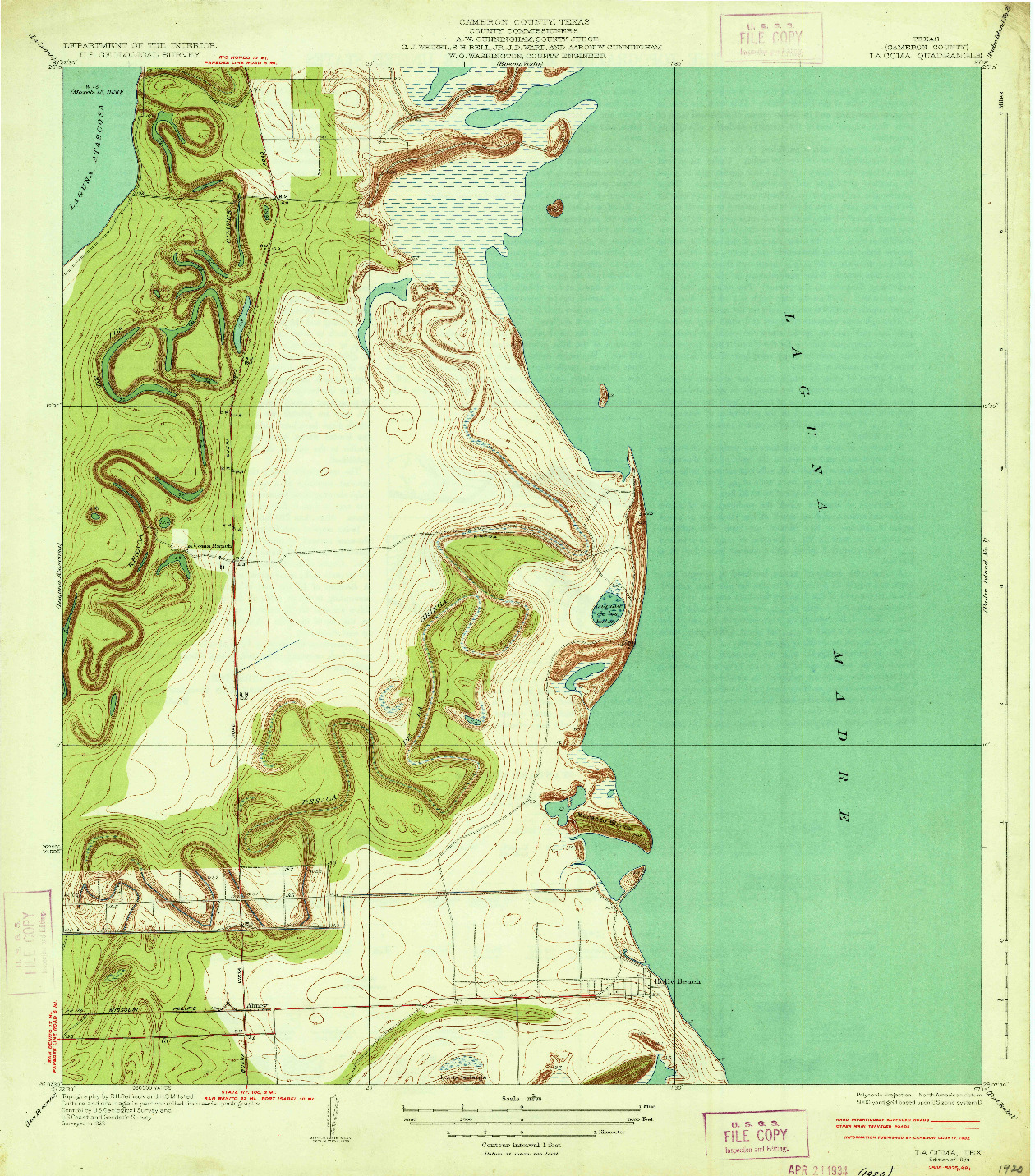 USGS 1:31680-SCALE QUADRANGLE FOR LA COMA, TX 1934