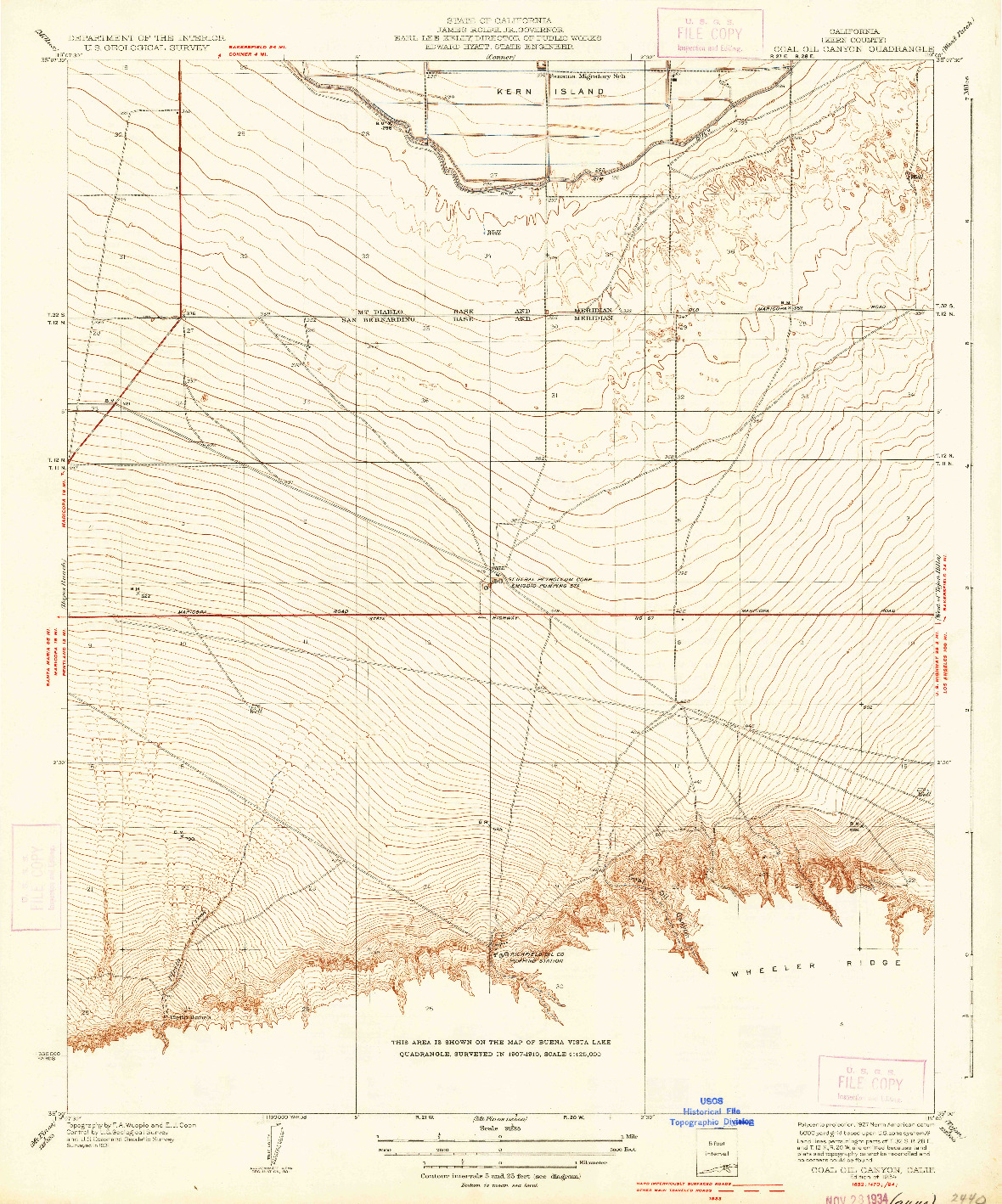 USGS 1:31680-SCALE QUADRANGLE FOR COAL OIL CANYON, CA 1934