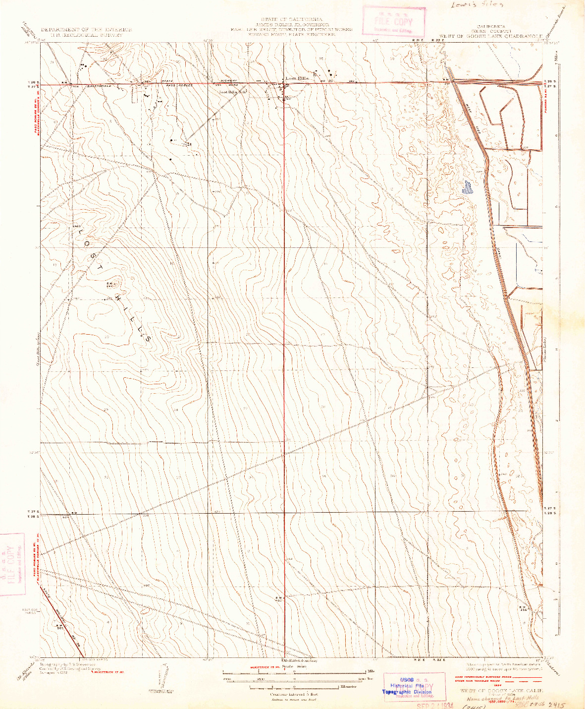 USGS 1:31680-SCALE QUADRANGLE FOR WEST OF GOOSE LAKE, CA 1934