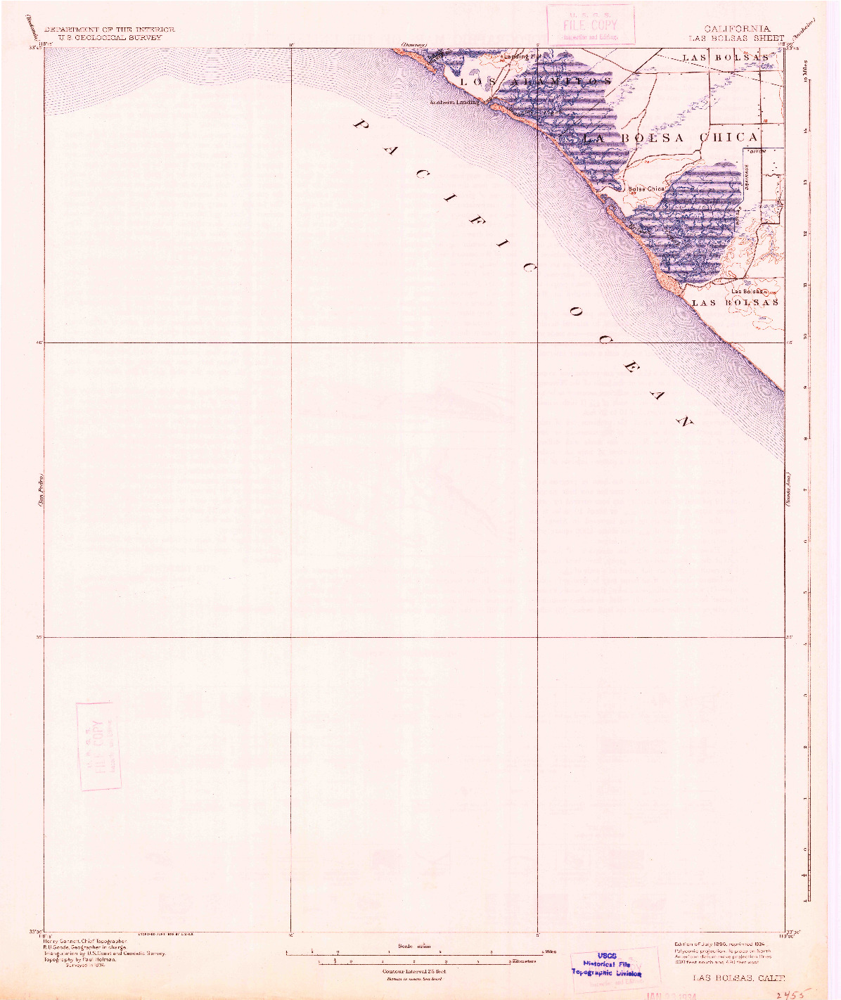 USGS 1:62500-SCALE QUADRANGLE FOR LAS BOLSAS, CA 1896