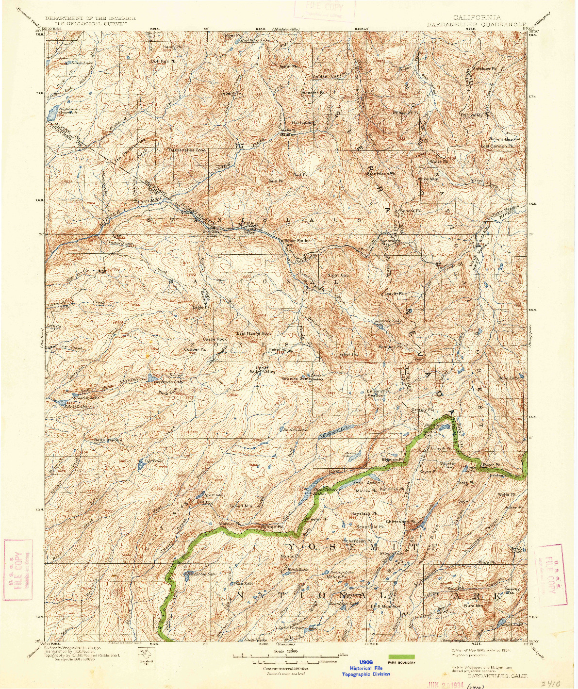 USGS 1:125000-SCALE QUADRANGLE FOR DARDANELLES, CA 1898