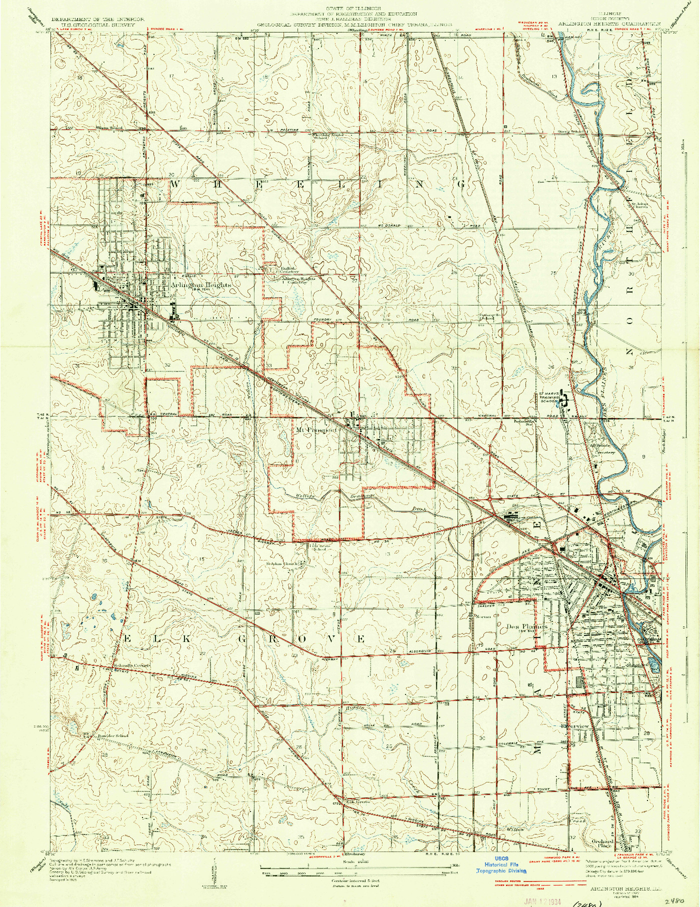 USGS 1:24000-SCALE QUADRANGLE FOR ARLINGTON HEIGHTS, IL 1927