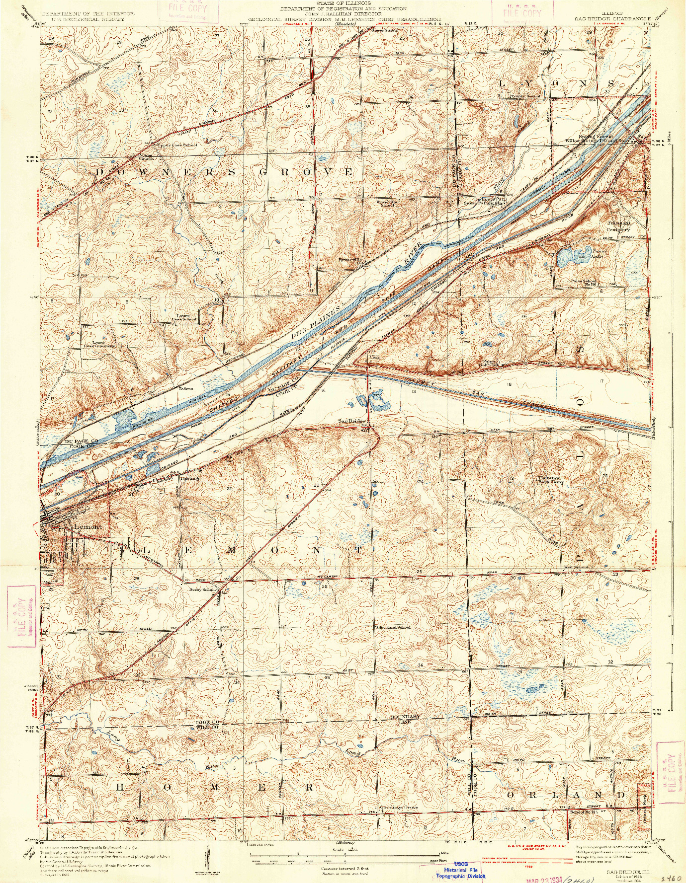 USGS 1:24000-SCALE QUADRANGLE FOR SAG BRIDGE, IL 1928