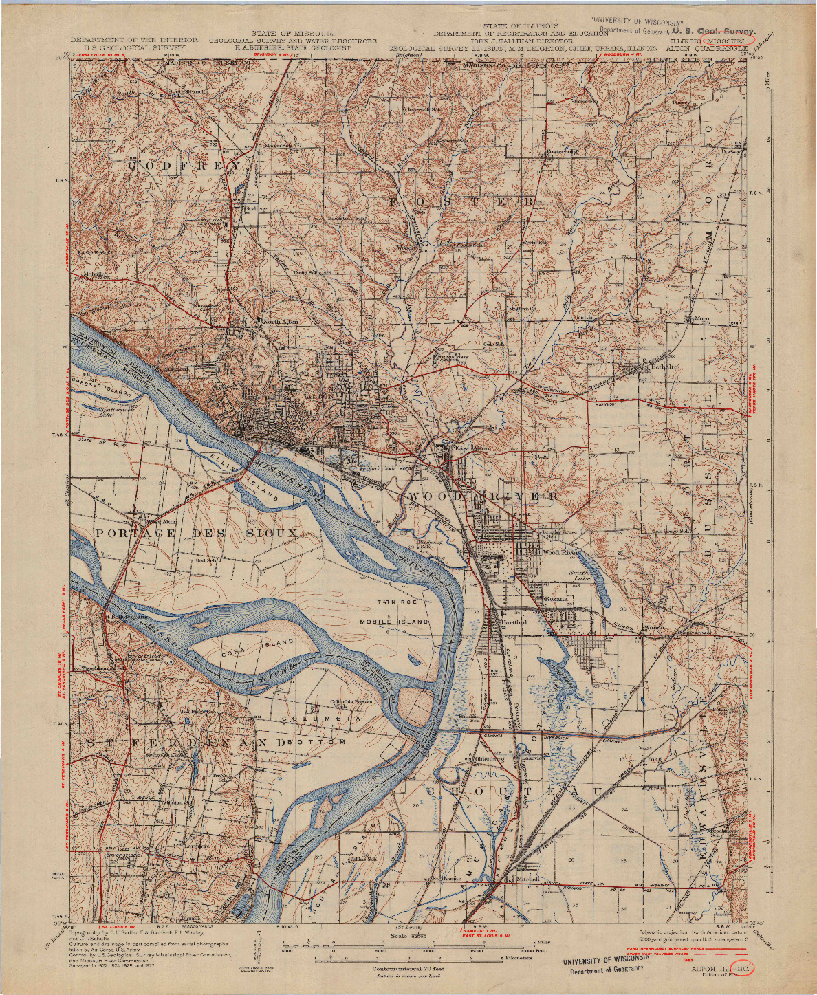 USGS 1:62500-SCALE QUADRANGLE FOR ALTON, IL 1934