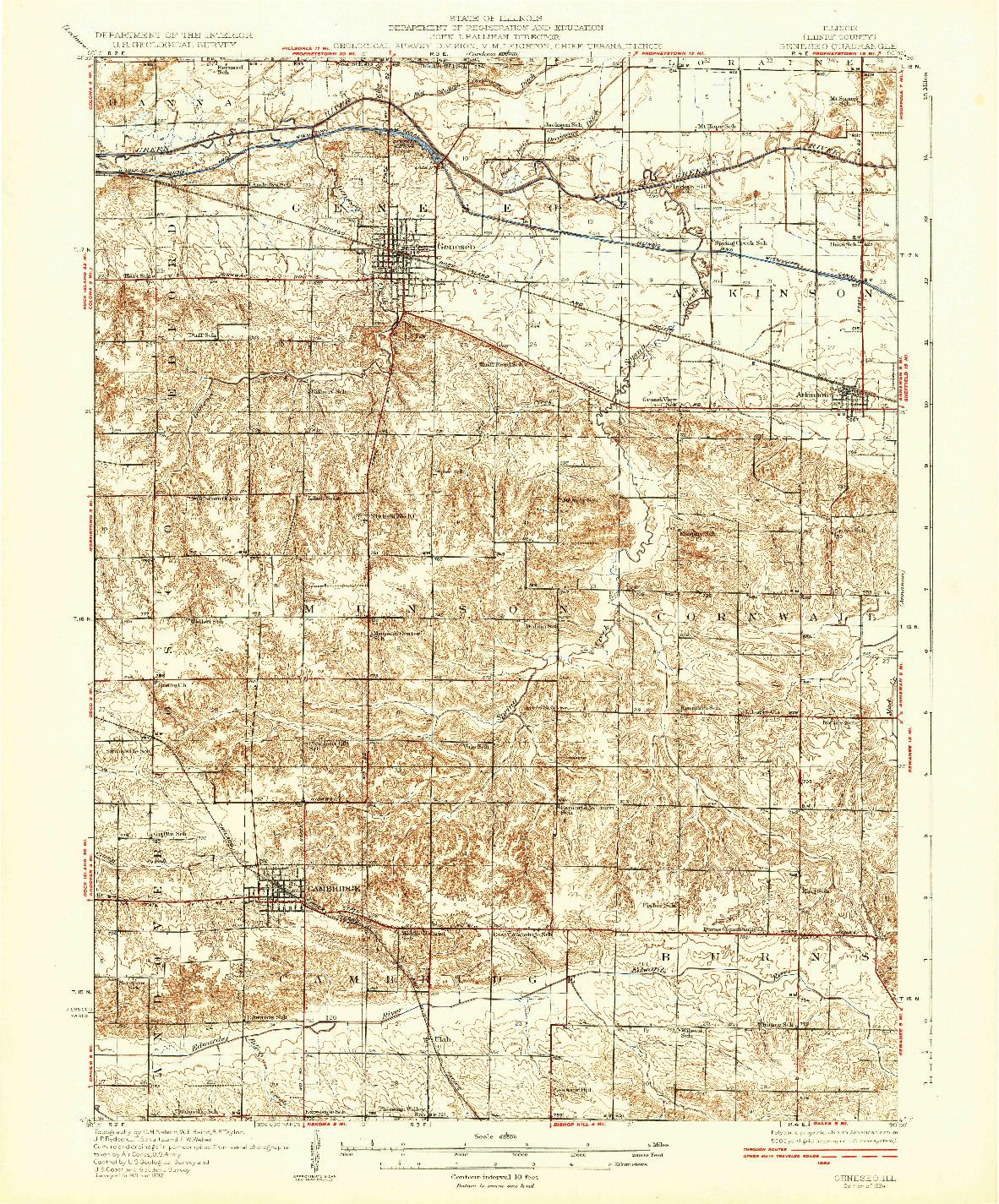 USGS 1:62500-SCALE QUADRANGLE FOR GENESEO, IL 1934