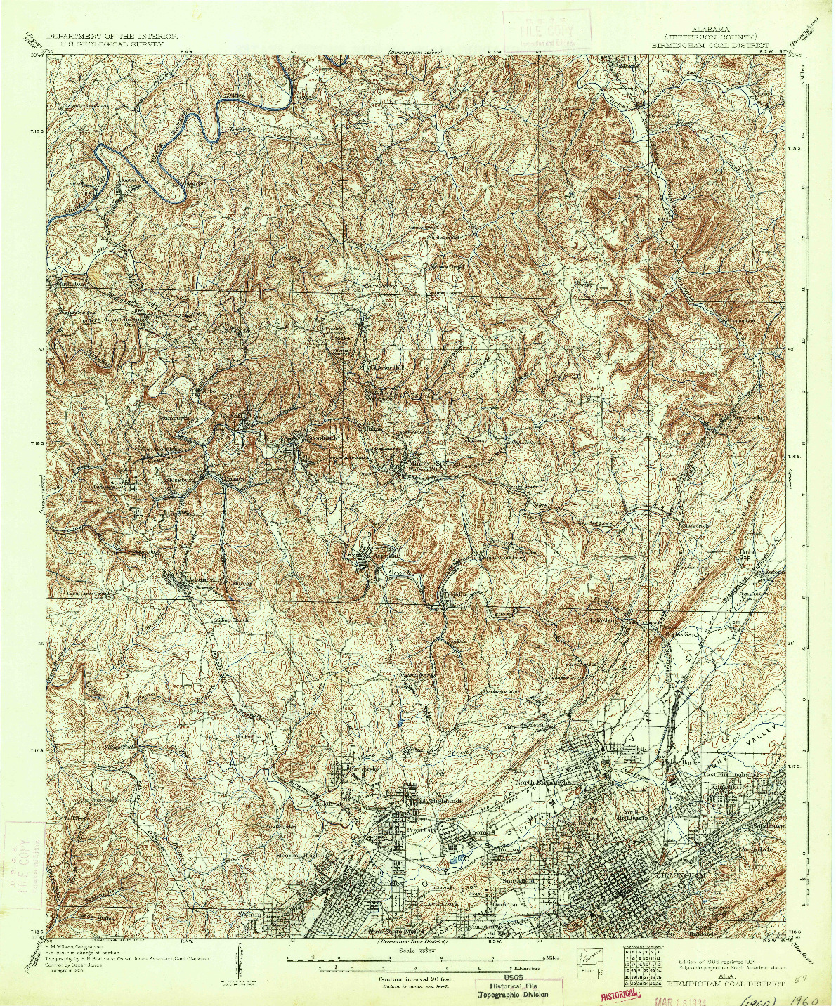 USGS 1:62500-SCALE QUADRANGLE FOR BIRMINGHAM COAL DISTRICT, AL 1906