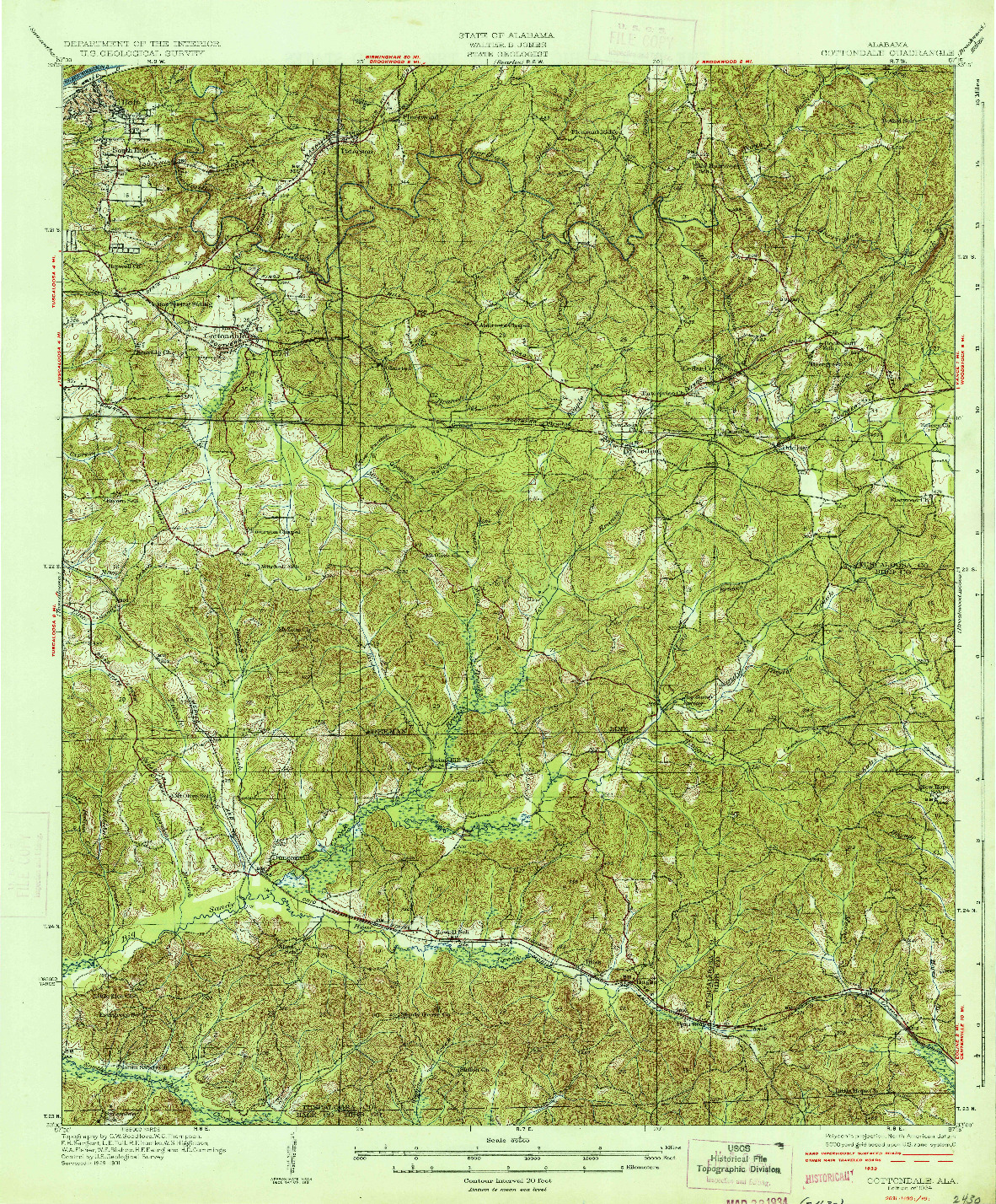 USGS 1:62500-SCALE QUADRANGLE FOR COTTONDALE, AL 1934