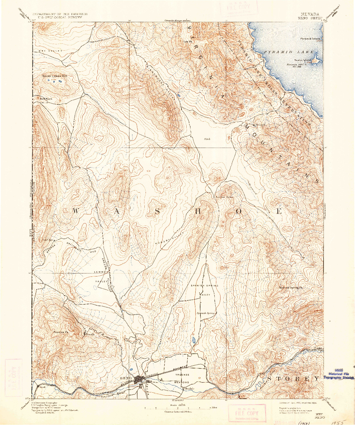 USGS 1:125000-SCALE QUADRANGLE FOR RENO, NV 1893