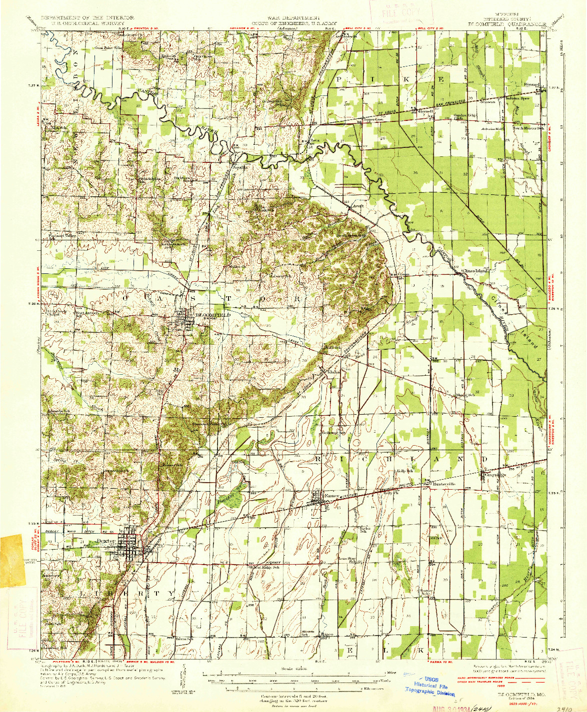 USGS 1:62500-SCALE QUADRANGLE FOR BLOOMFIELD, MO 1934