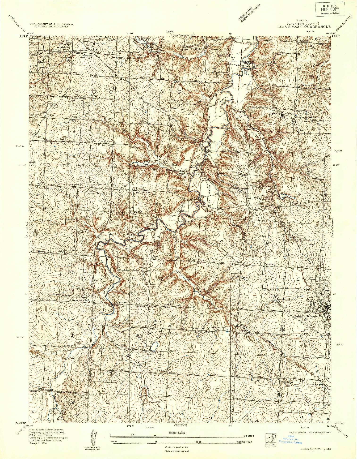 USGS 1:24000-SCALE QUADRANGLE FOR LEES SUMMIT, MO 1934