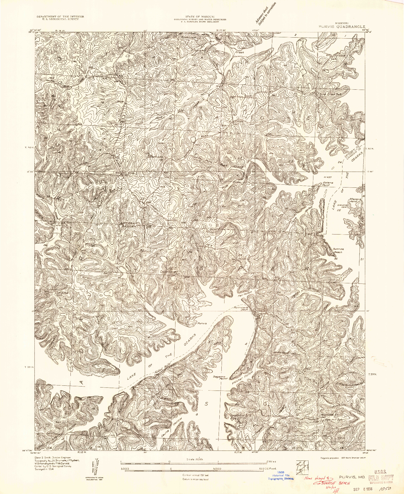 USGS 1:24000-SCALE QUADRANGLE FOR PURVIS, MO 1934