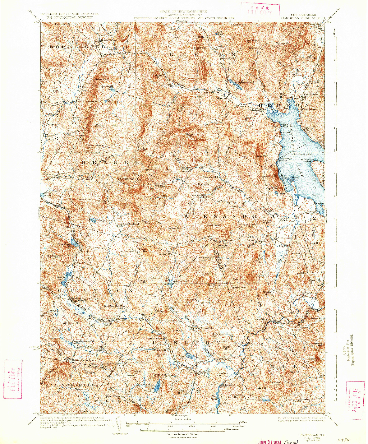 USGS 1:62500-SCALE QUADRANGLE FOR CARDIGAN, NH 1930