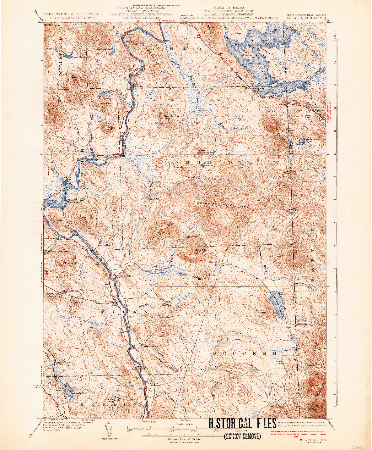 USGS 1:62500-SCALE QUADRANGLE FOR MILAN, NH 1934