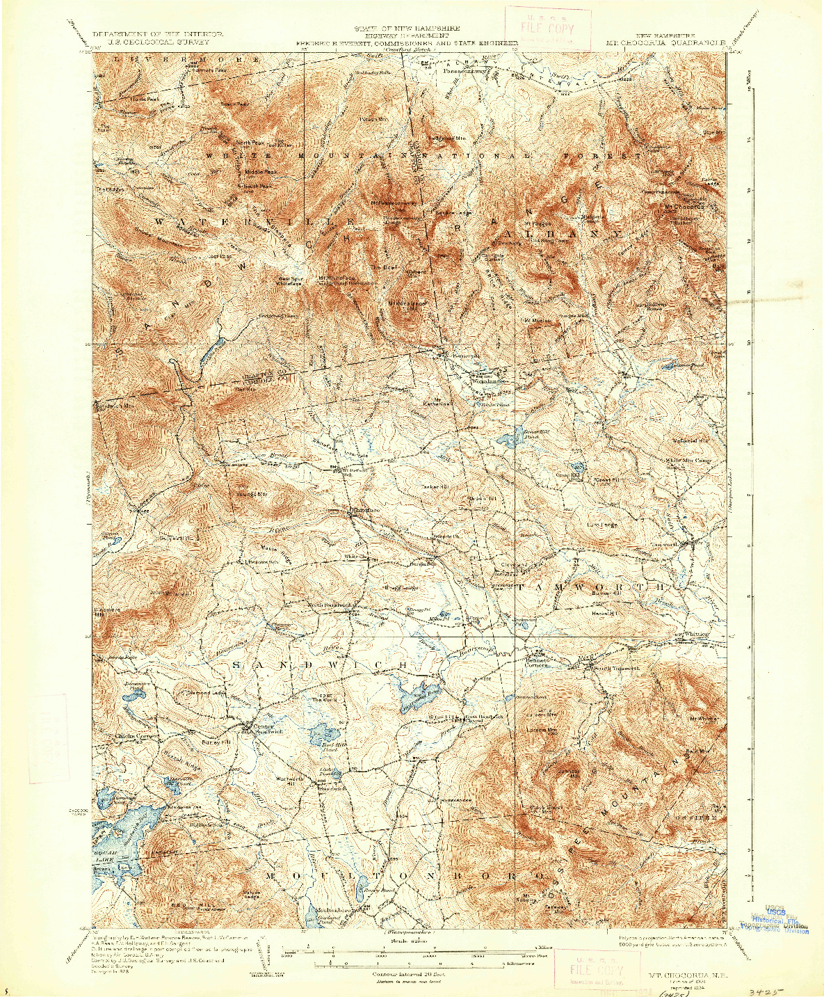 USGS 1:62500-SCALE QUADRANGLE FOR MT. CHOCORUA, NH 1931