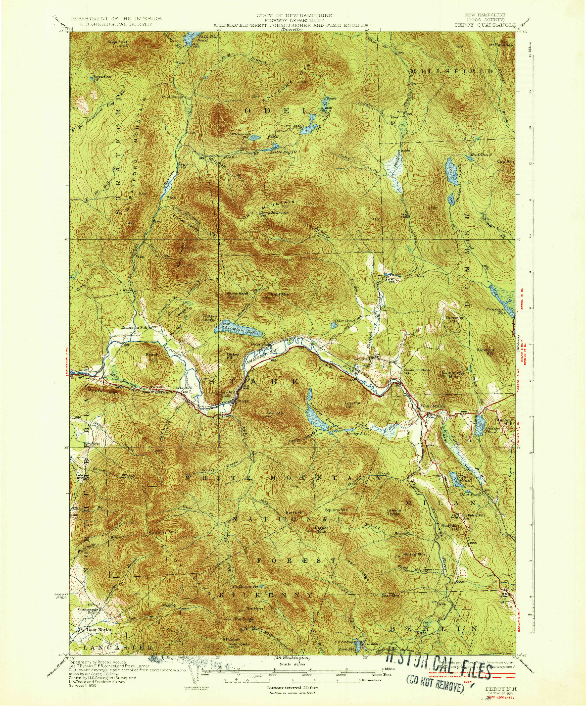 USGS 1:62500-SCALE QUADRANGLE FOR PERCY, NH 1934