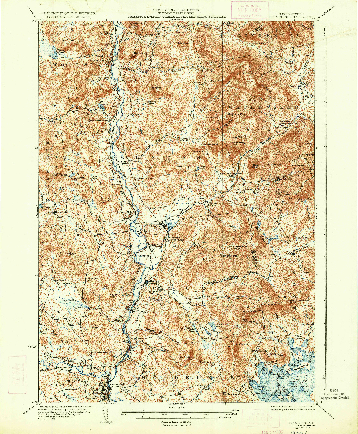 USGS 1:62500-SCALE QUADRANGLE FOR PLYMOUTH, NH 1931