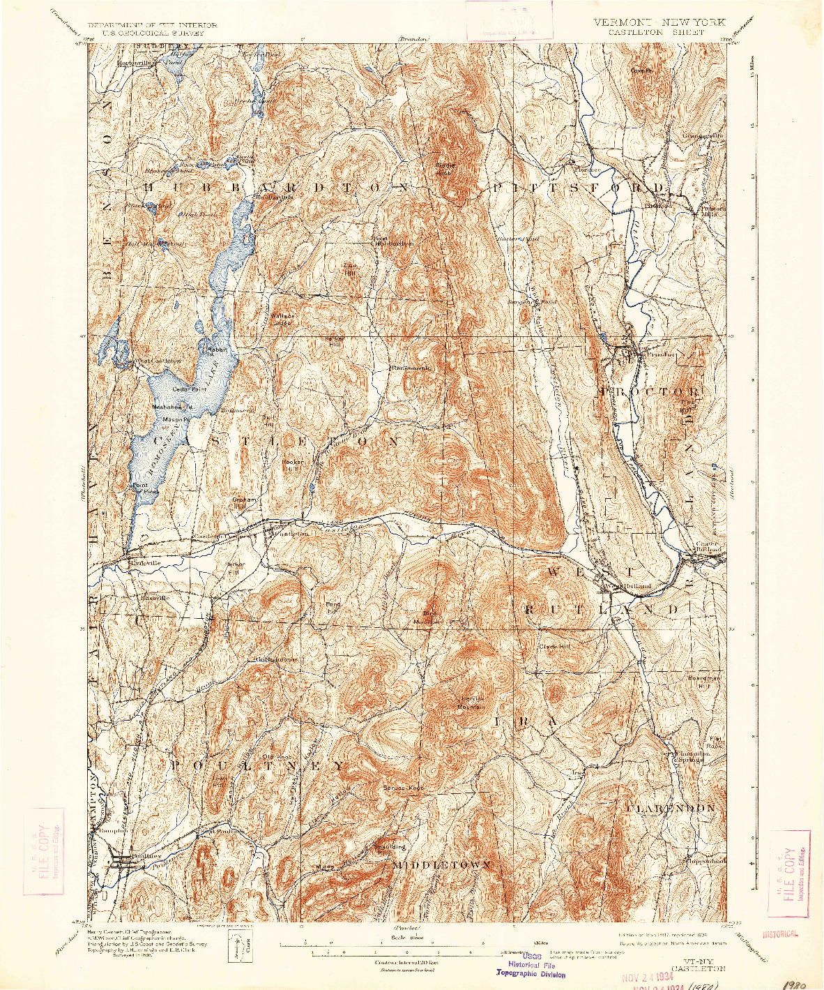 USGS 1:62500-SCALE QUADRANGLE FOR CASTLETON, VT 1897