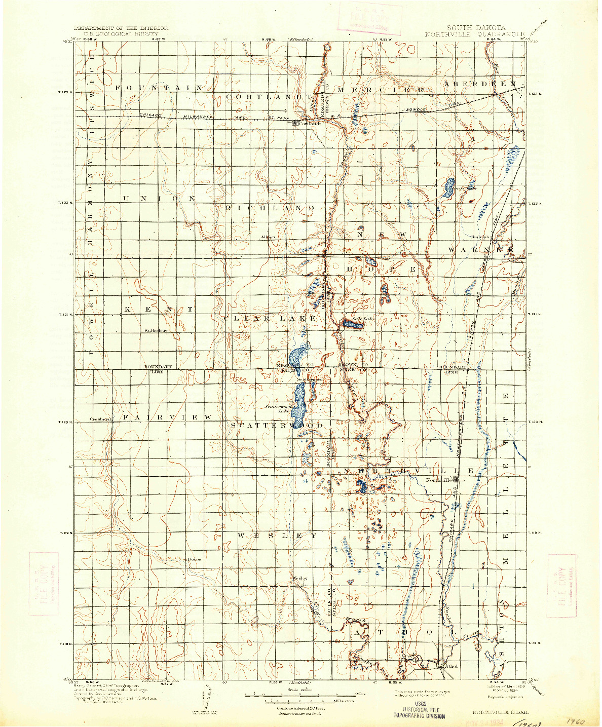 USGS 1:125000-SCALE QUADRANGLE FOR NORTHVILLE, SD 1899