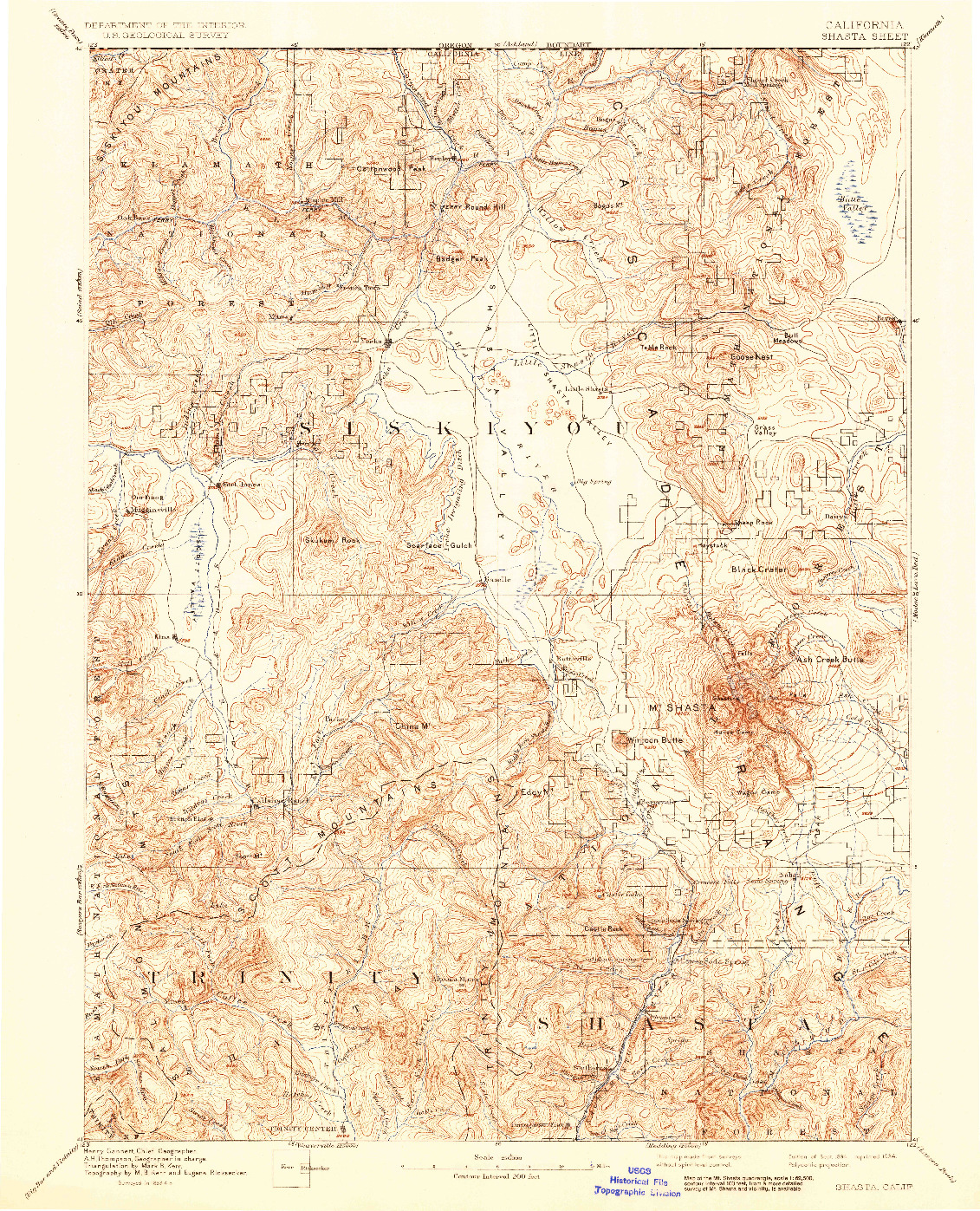 USGS 1:250000-SCALE QUADRANGLE FOR SHASTA, CA 1894